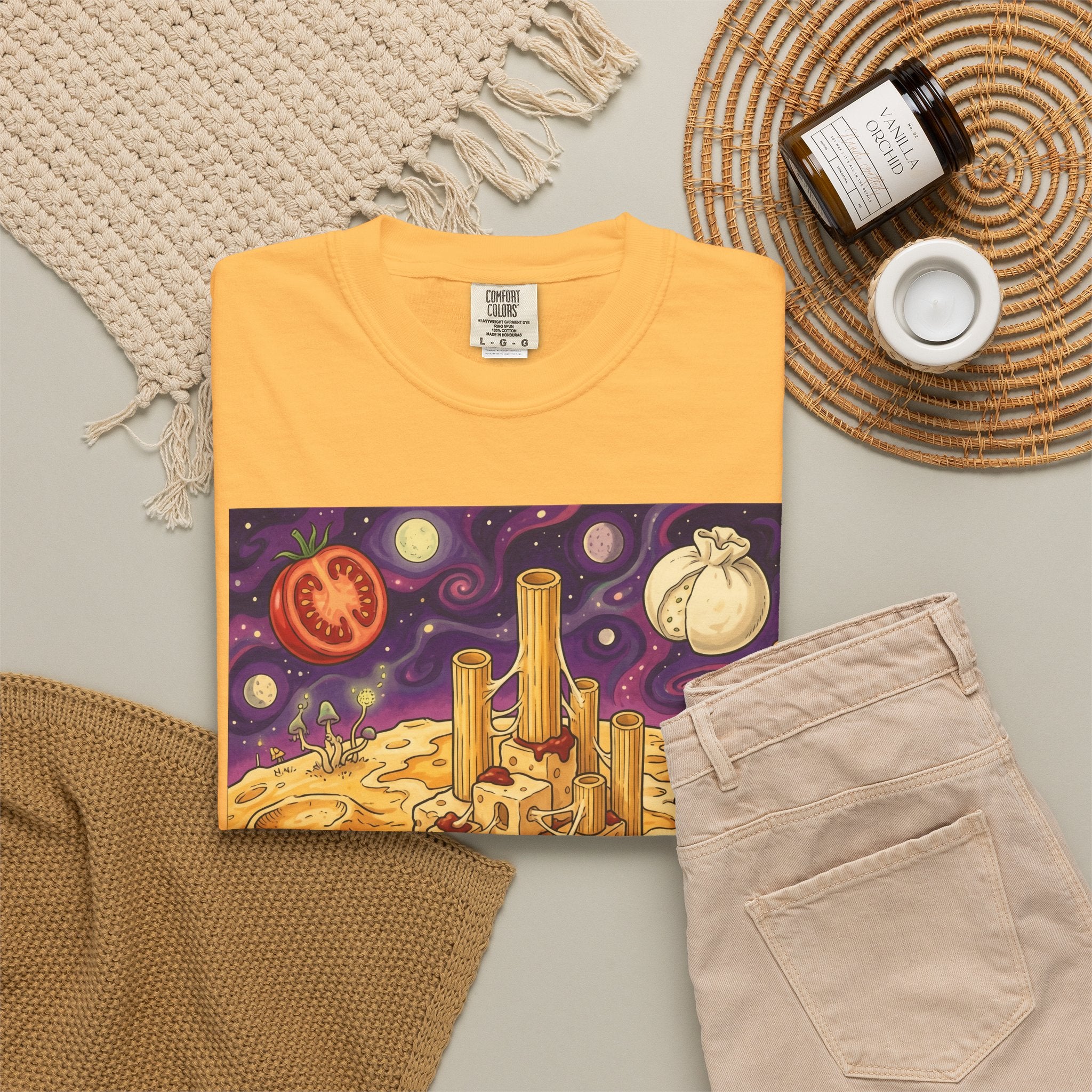 The Pasta Citadel — Funny Pasta Castle Tee · Surreal Foodie Art
