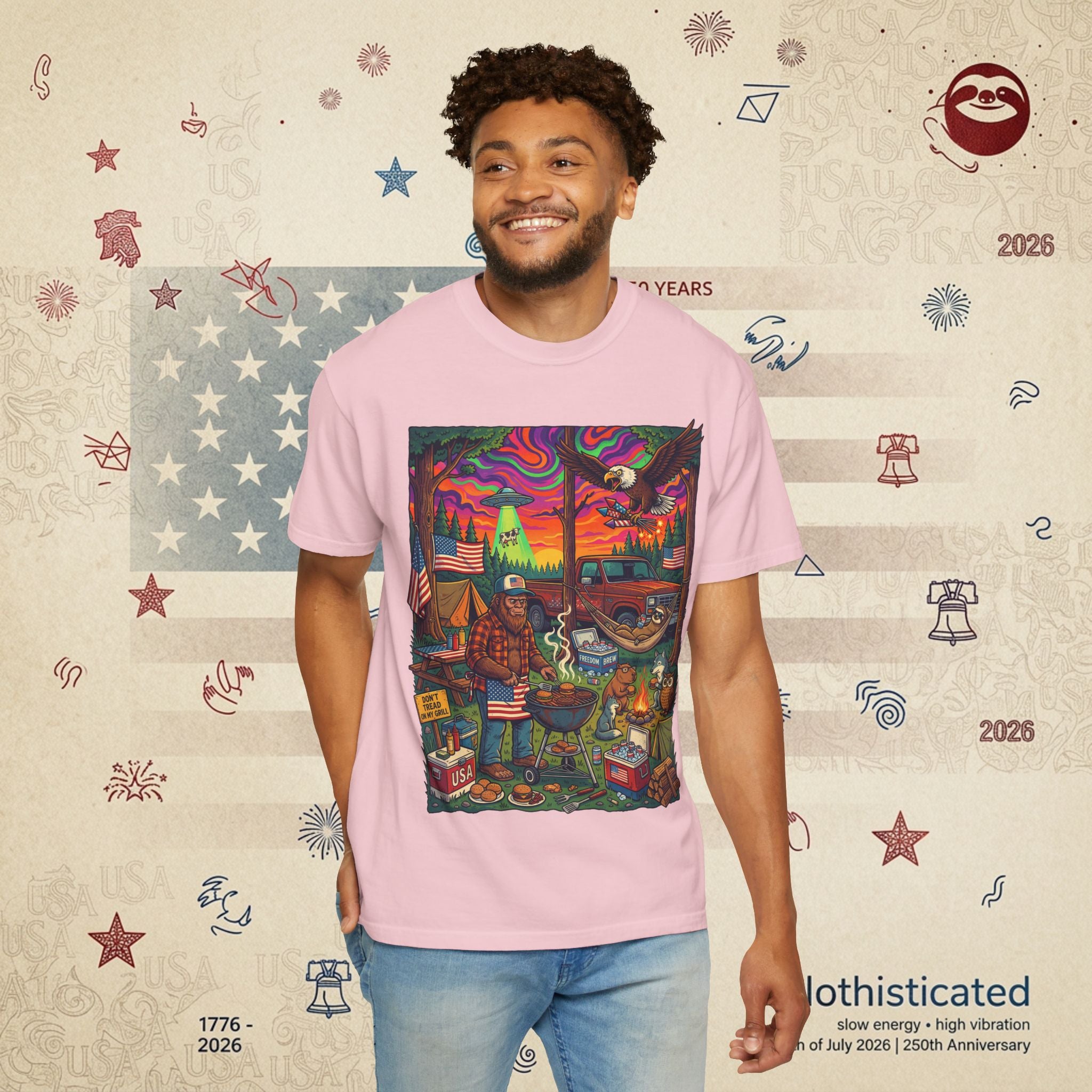 The Long Weekend — Sloth Campfire Americana T-Shirt