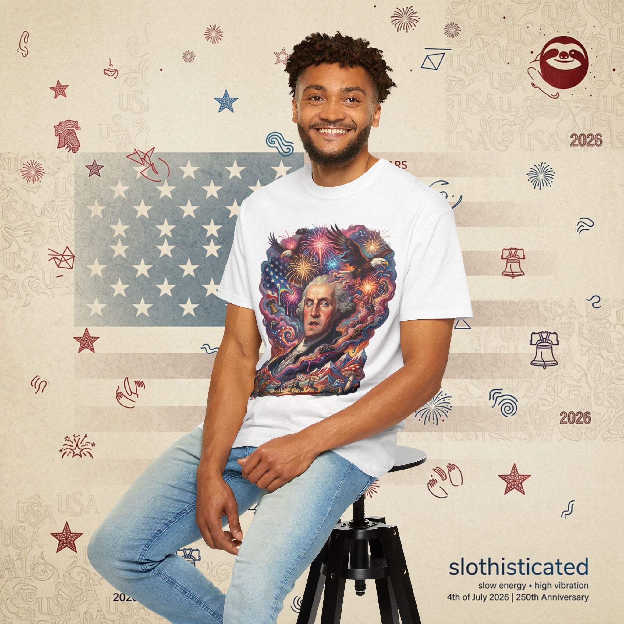 The Reverie — Psychedelic George Washington Fireworks T-Shirt