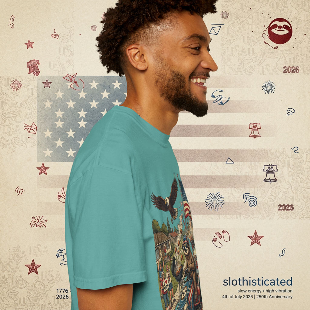 The Slow Ride — Sloth Riding Mower Americana T-Shirt