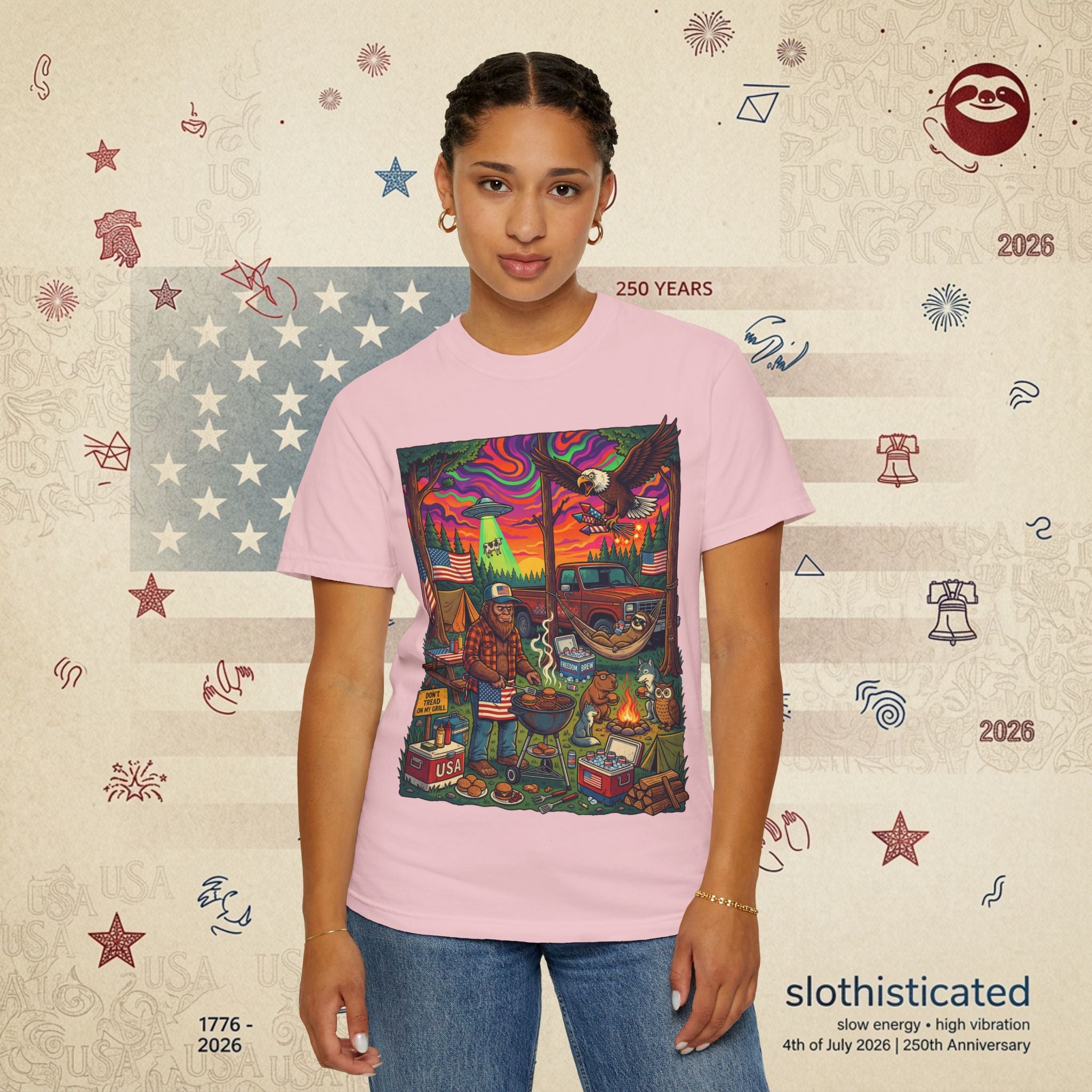 The Long Weekend — Sloth Campfire Americana T-Shirt