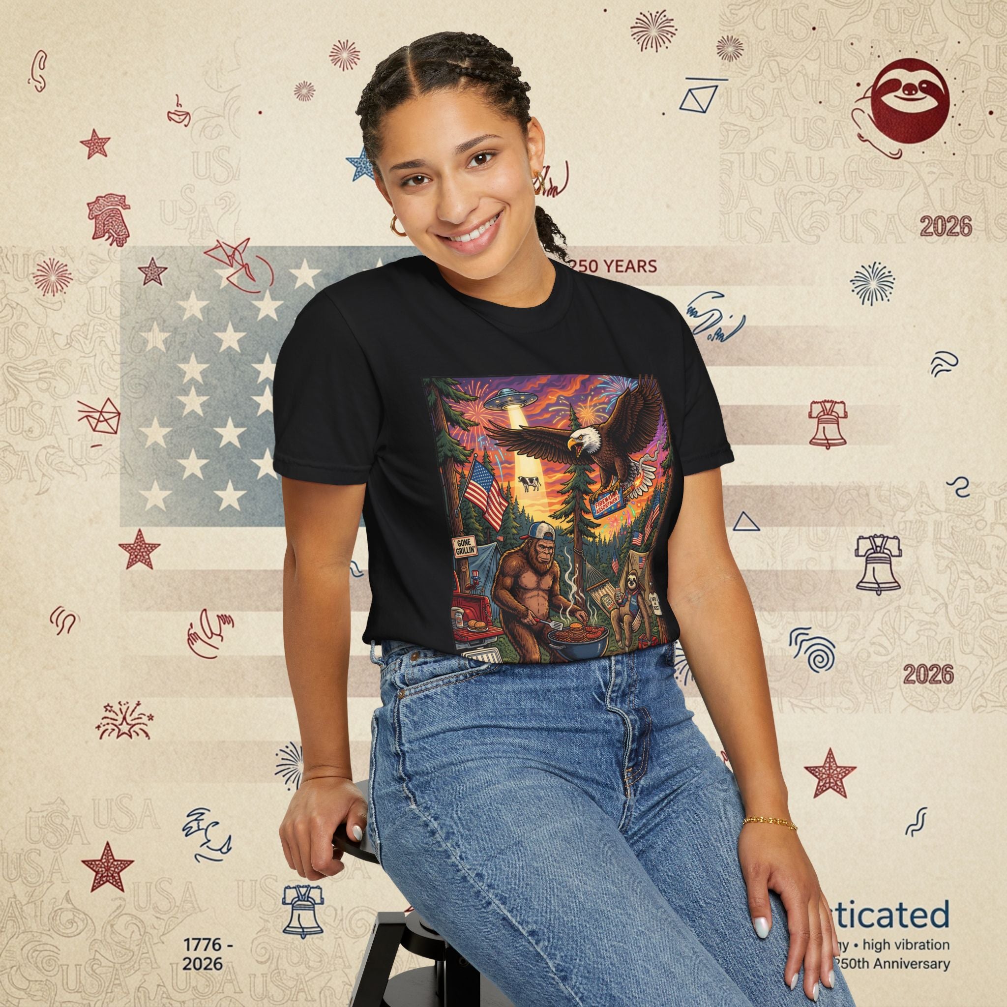 The Pitmaster — Patriotic Sasquatch Eagle Cookout T-Shirt