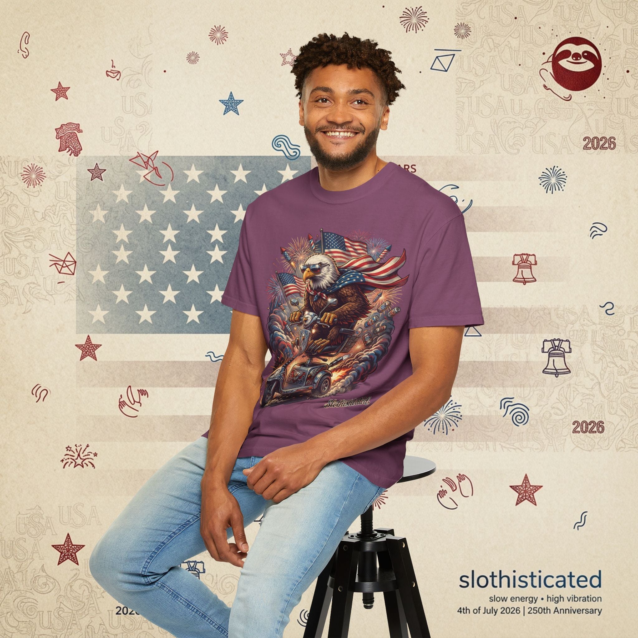 The Outrider — Patriotic Bald Eagle Motorcycle T-Shirt