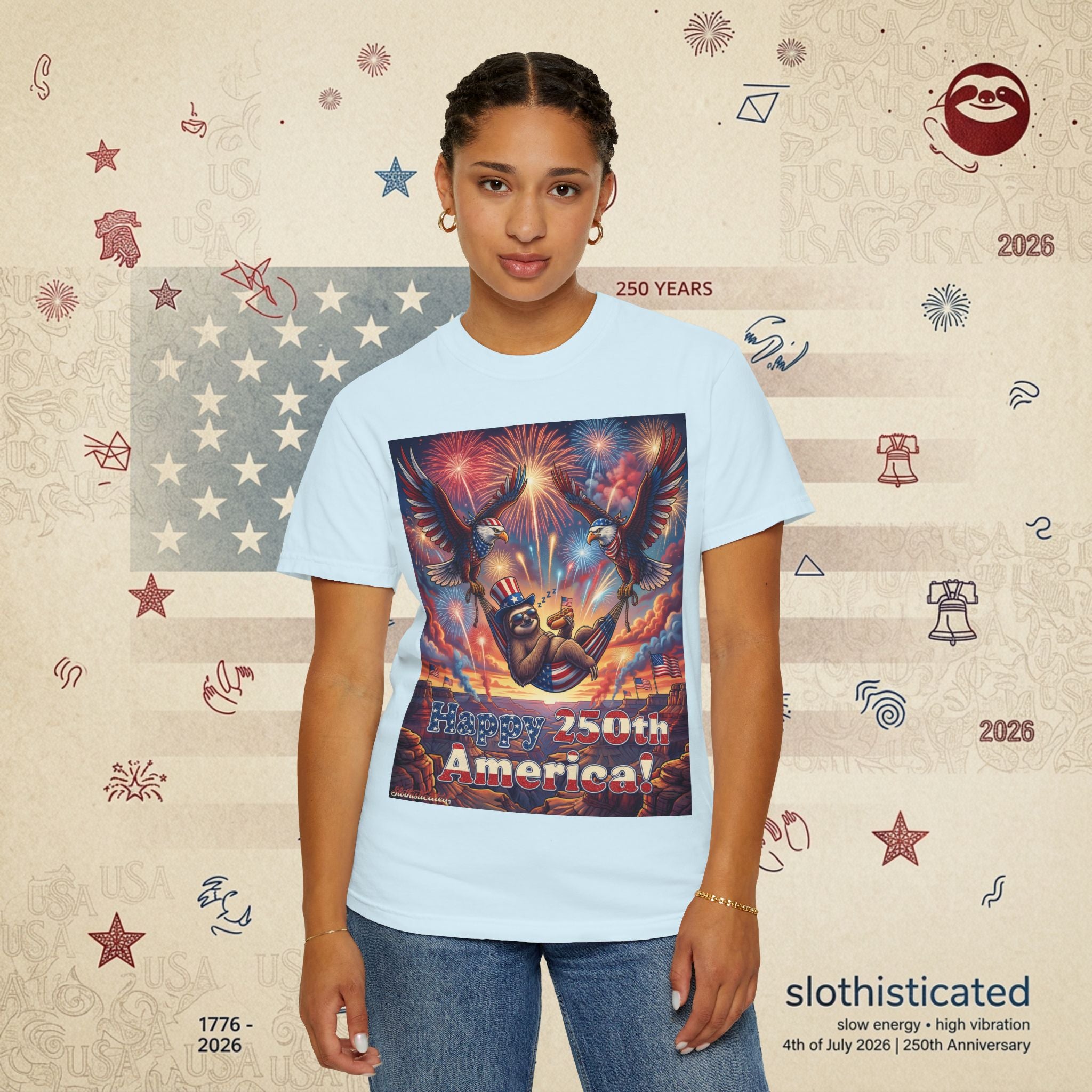 The Repose — Sloth Hammock 250th Anniversary T-Shirt