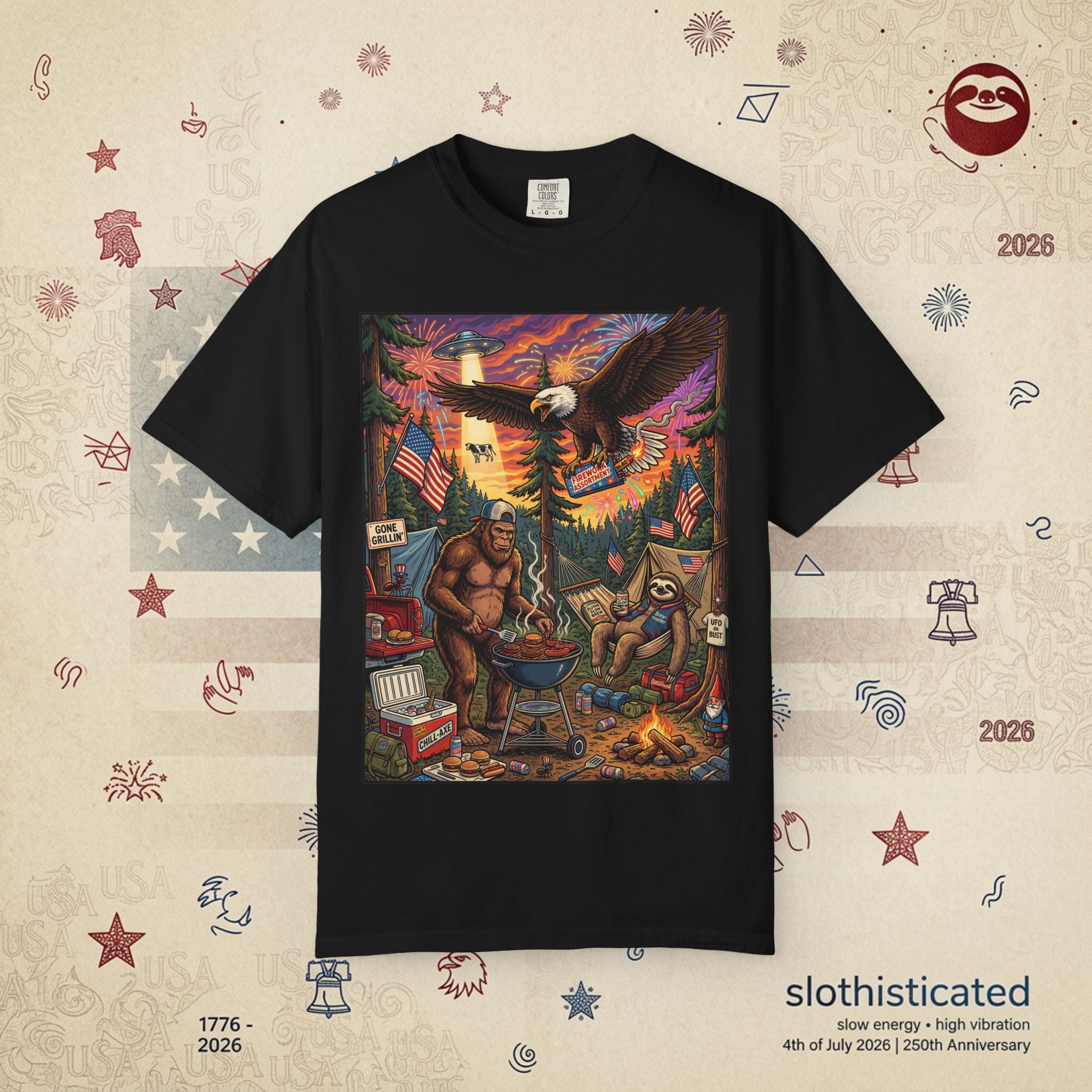 The Pitmaster — Patriotic Sasquatch Eagle Cookout T-Shirt