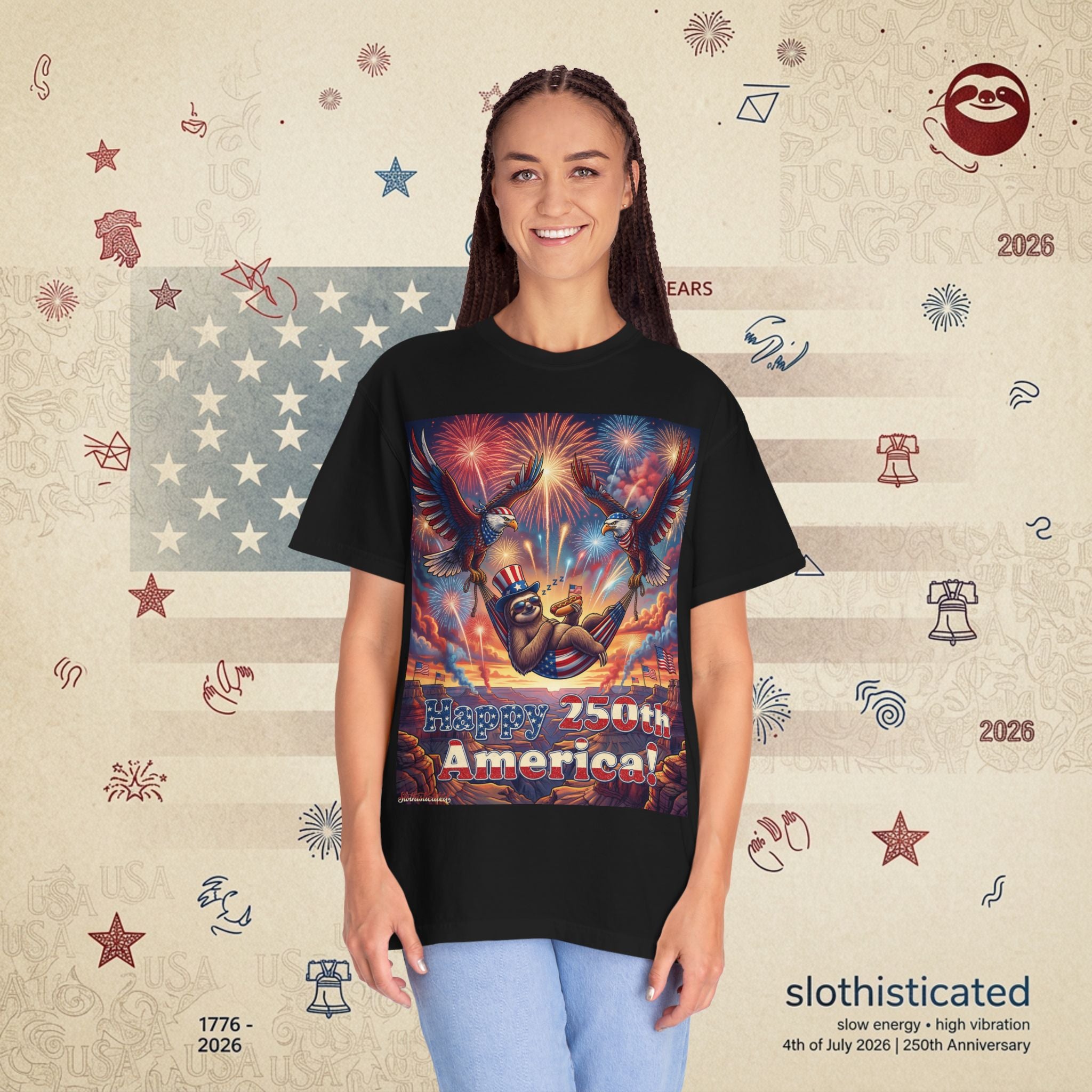 The Repose — Sloth Hammock 250th Anniversary T-Shirt