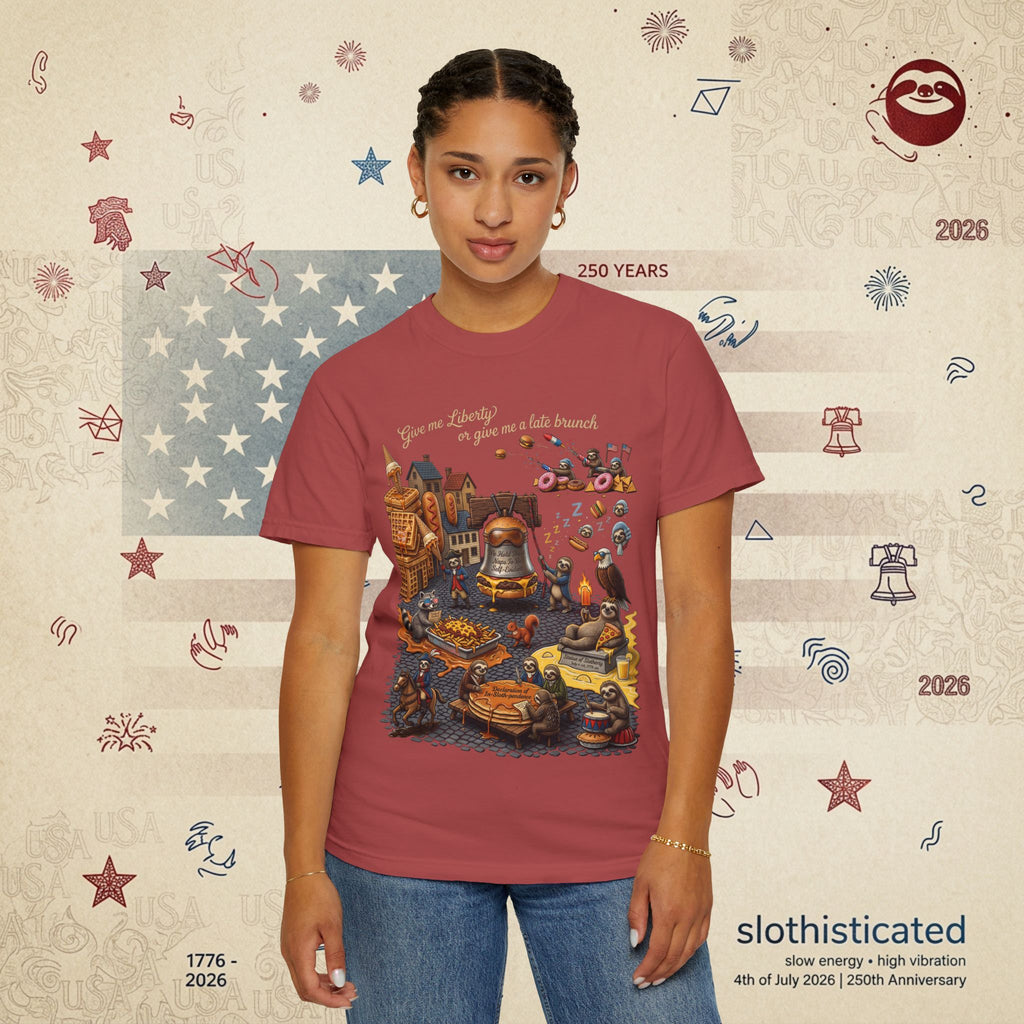 The Late Brunch — Liberty Bell Sloth Vintage Illustration Tee