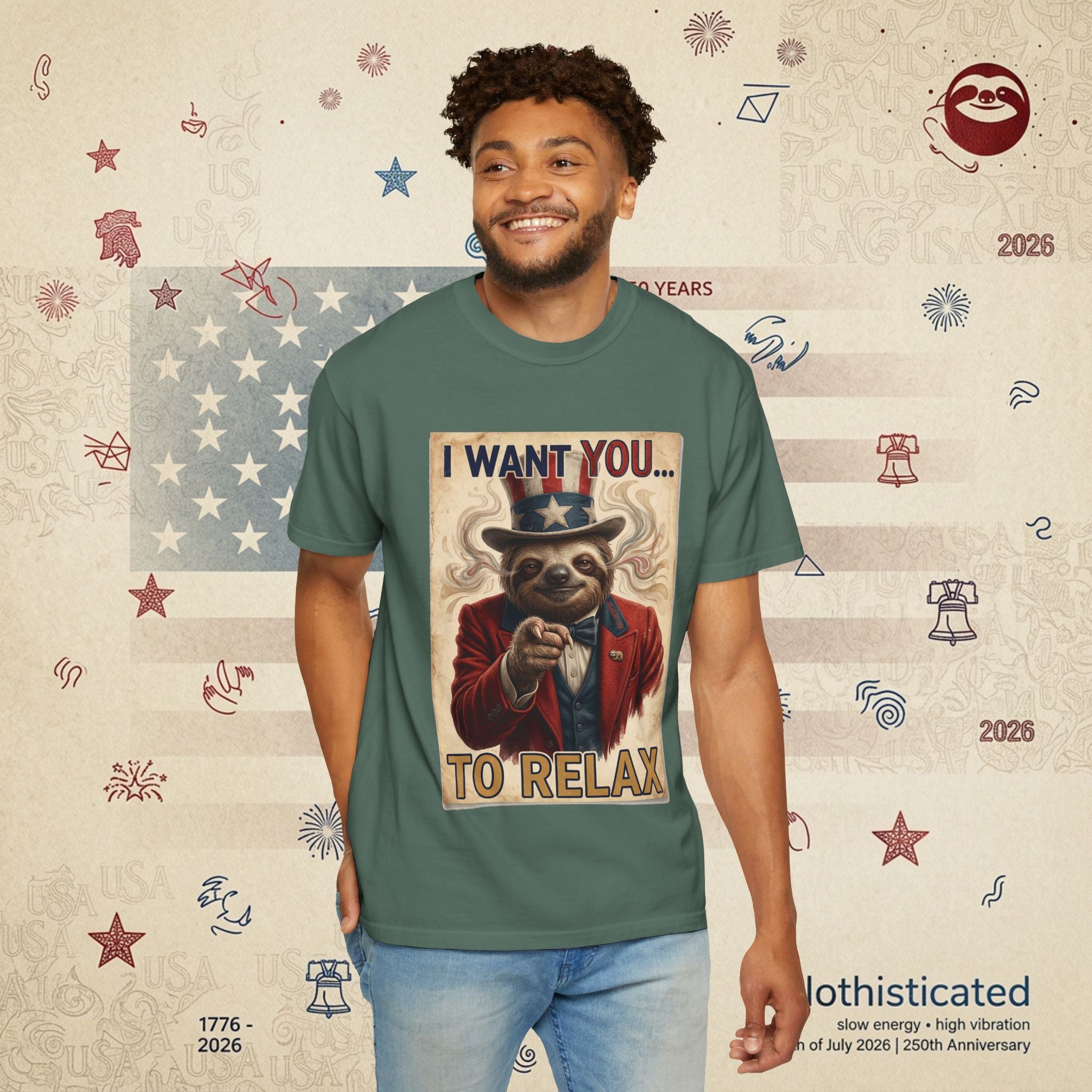 Uncle Slow — Patriotic Uncle Sam Sloth Relax Parody T-Shirt
