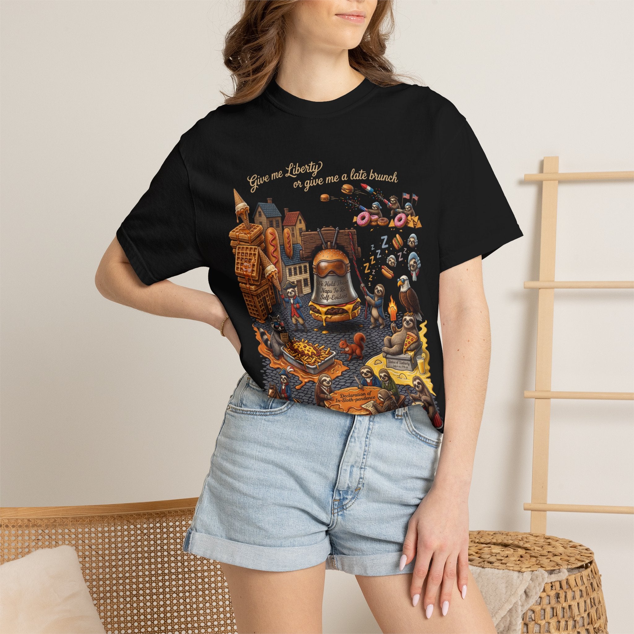The Late Brunch — Liberty Bell Sloth Vintage Illustration Tee
