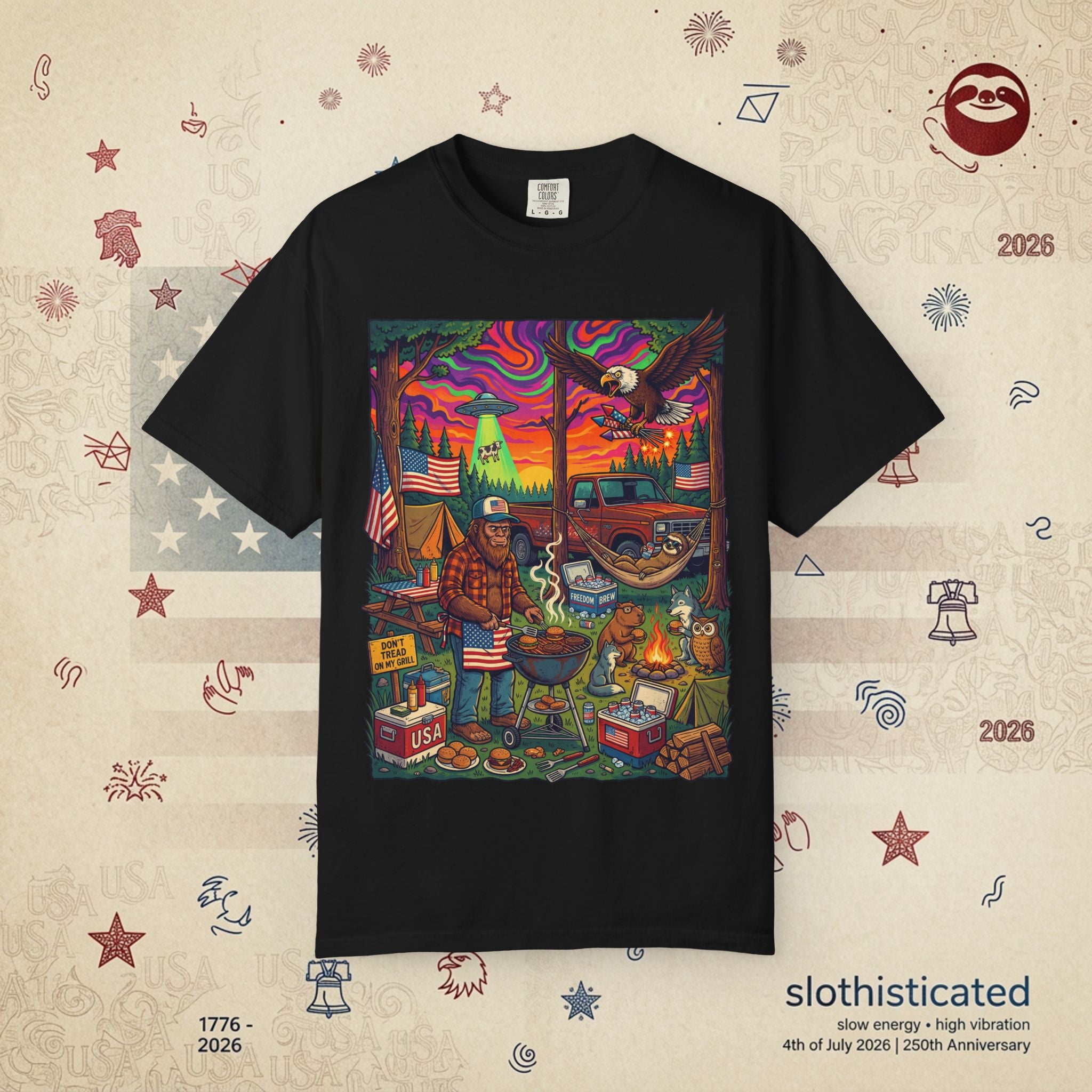 The Long Weekend — Sloth Campfire Americana T-Shirt
