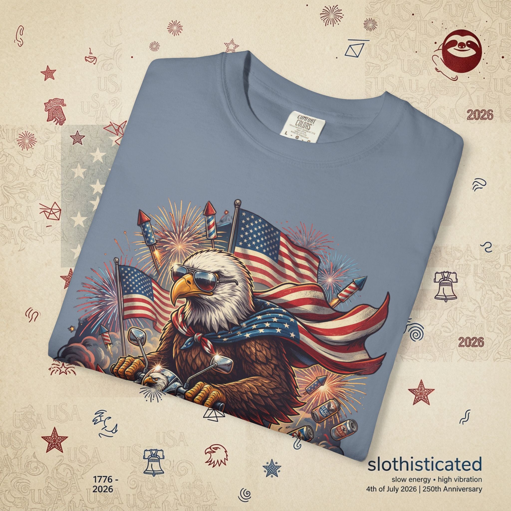 The Outrider — Patriotic Bald Eagle Motorcycle T-Shirt