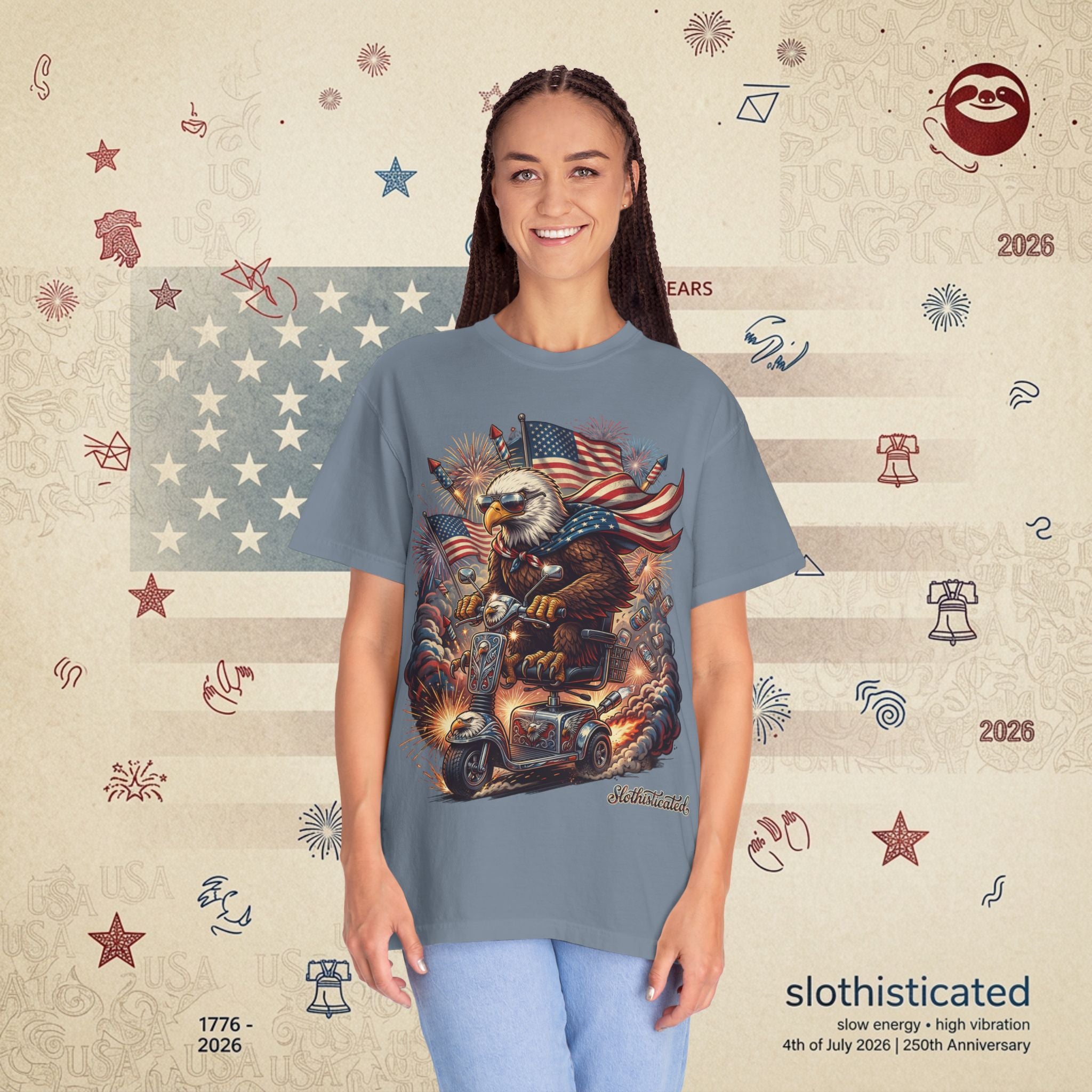 The Outrider — Patriotic Bald Eagle Motorcycle T-Shirt
