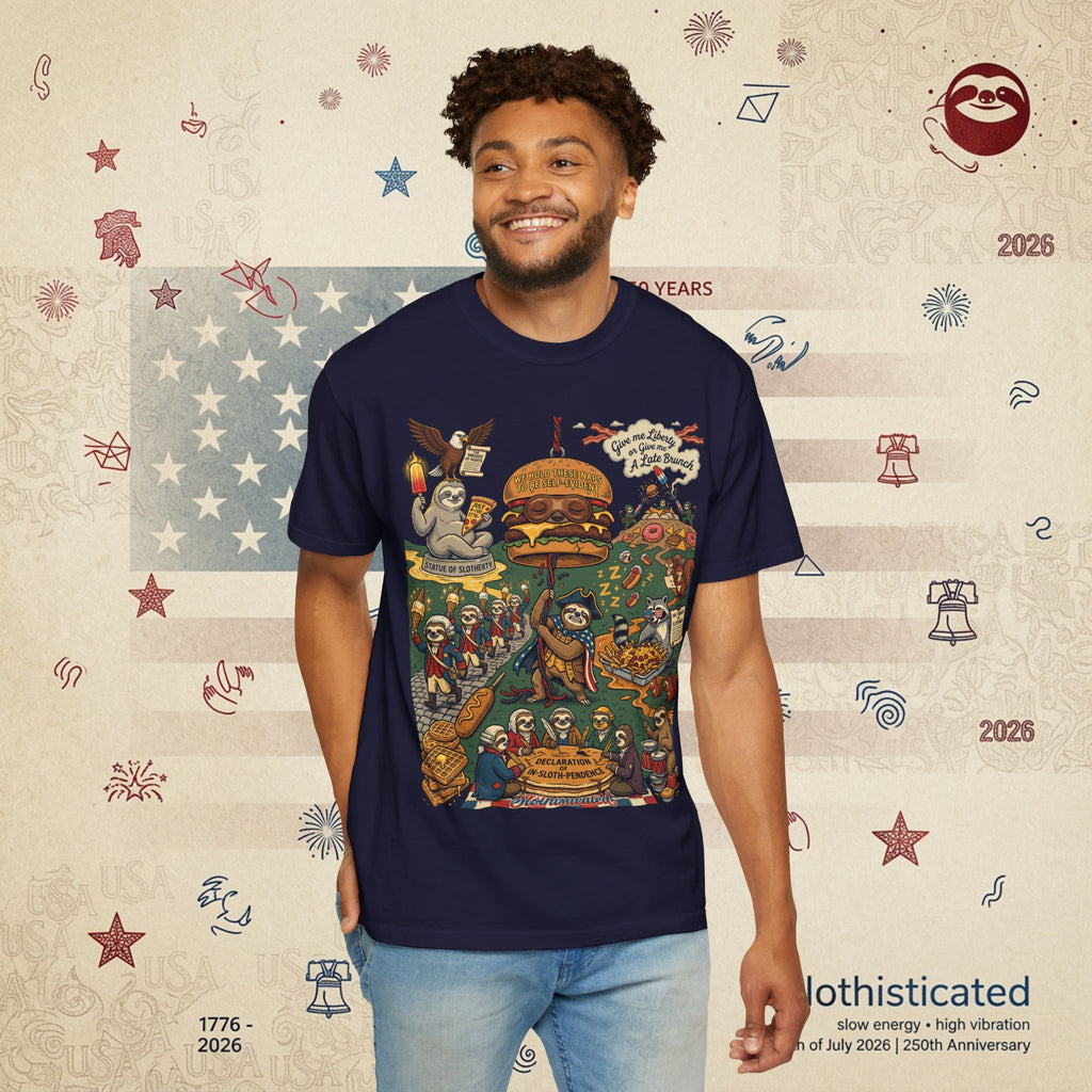 Independence Or Eats Later — Sloth Cookout Comic Tee