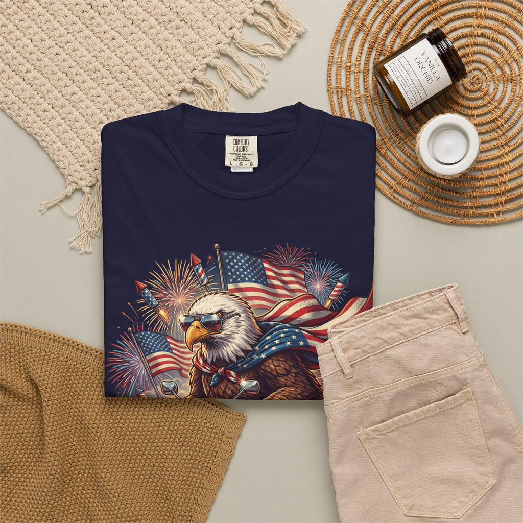 The Outrider — Patriotic Bald Eagle Motorcycle T-Shirt