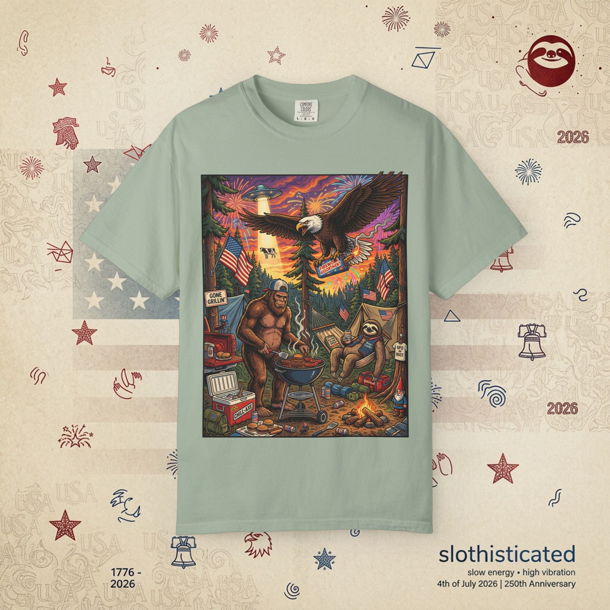 The Pitmaster — Patriotic Sasquatch Eagle Cookout T-Shirt