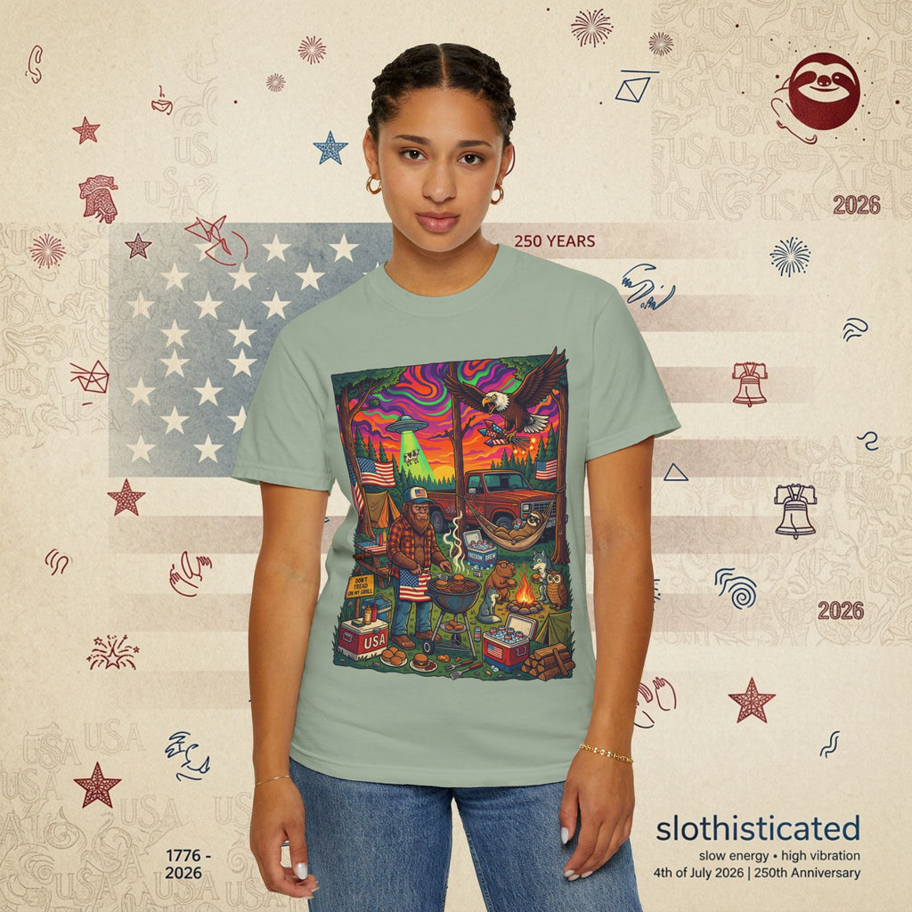 The Long Weekend — Sloth Campfire Americana T-Shirt