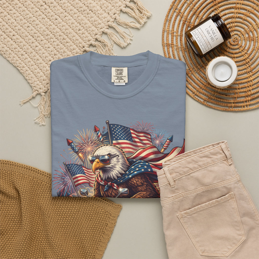 The Outrider — Patriotic Bald Eagle Motorcycle T-Shirt