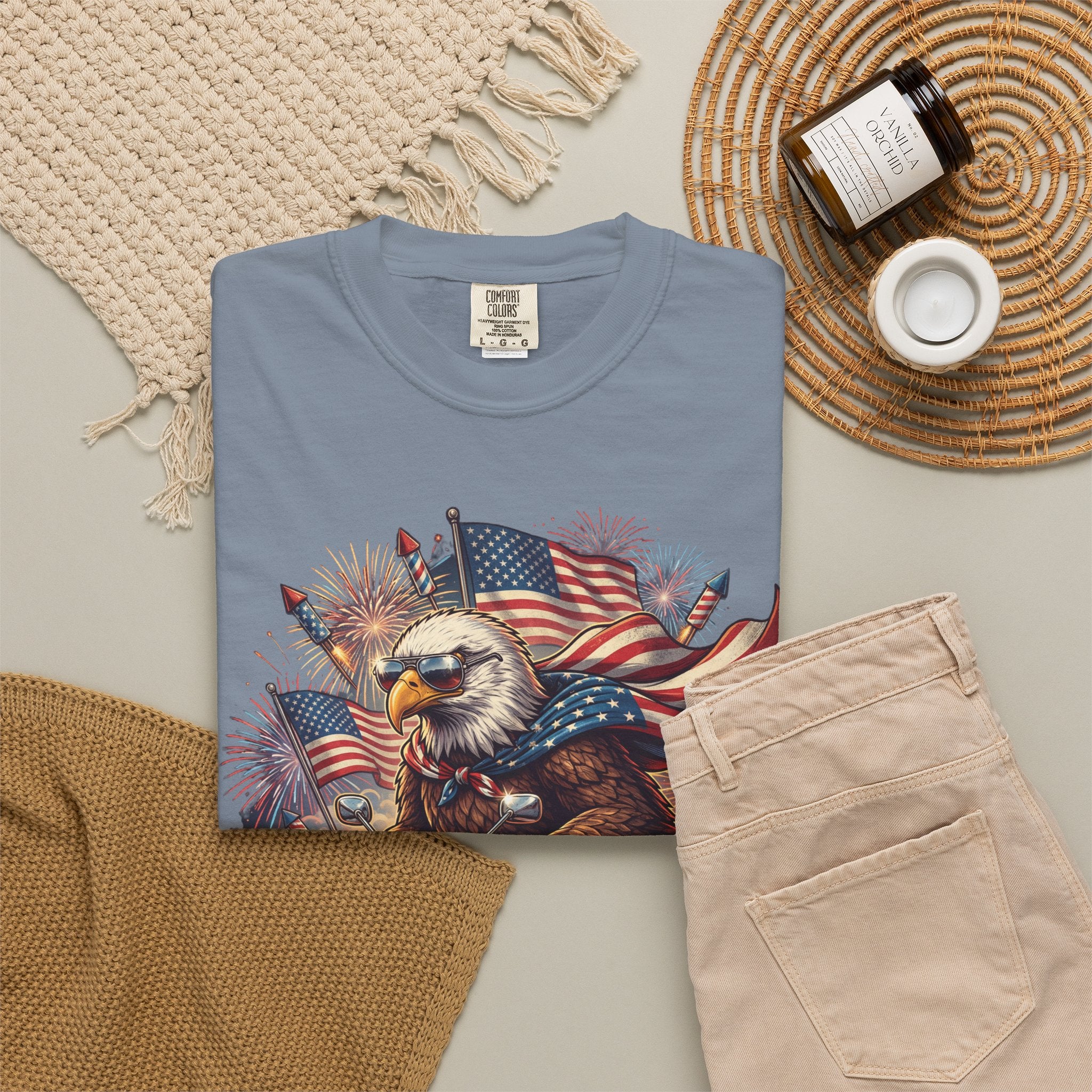 The Outrider — Patriotic Bald Eagle Motorcycle T-Shirt