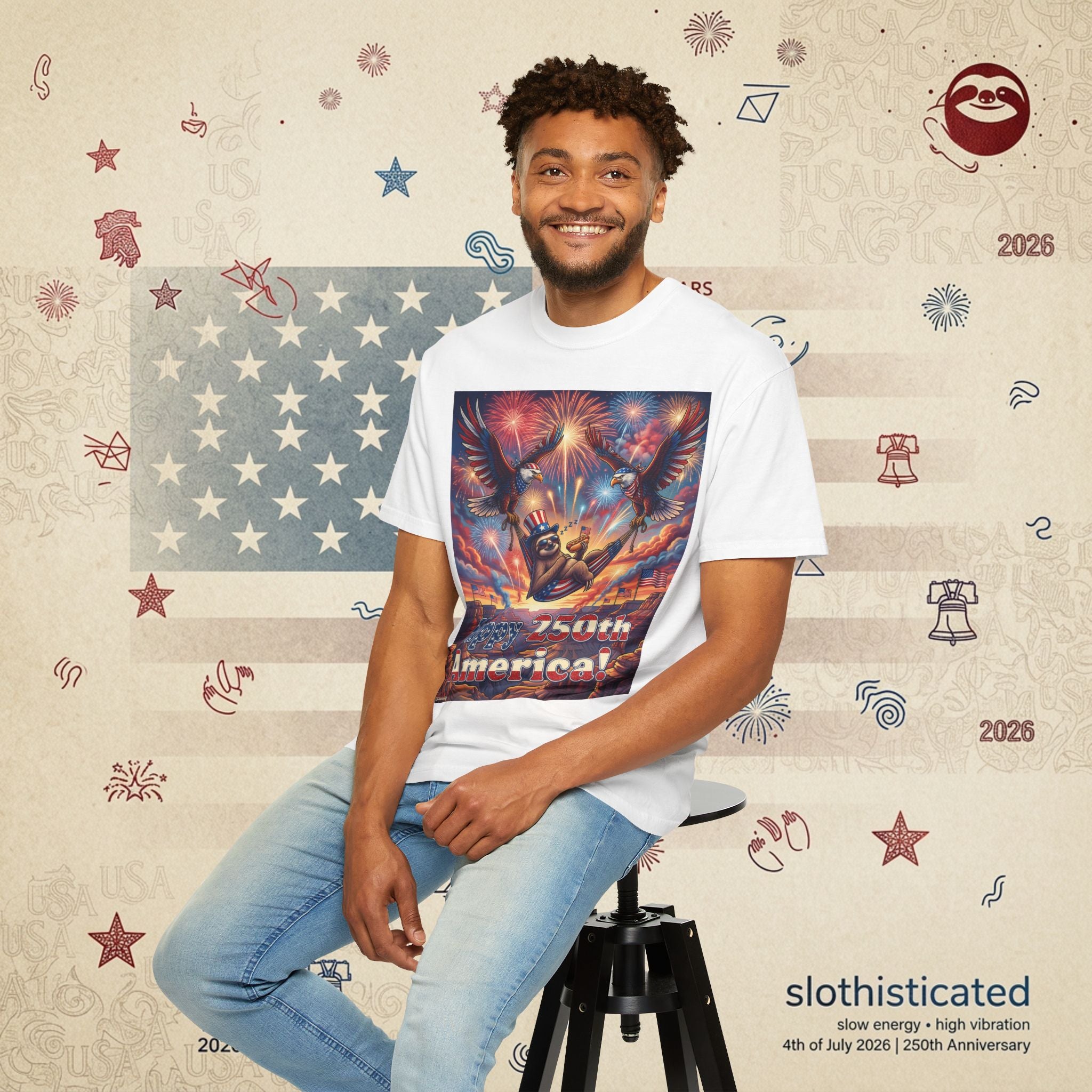 The Repose — Sloth Hammock 250th Anniversary T-Shirt