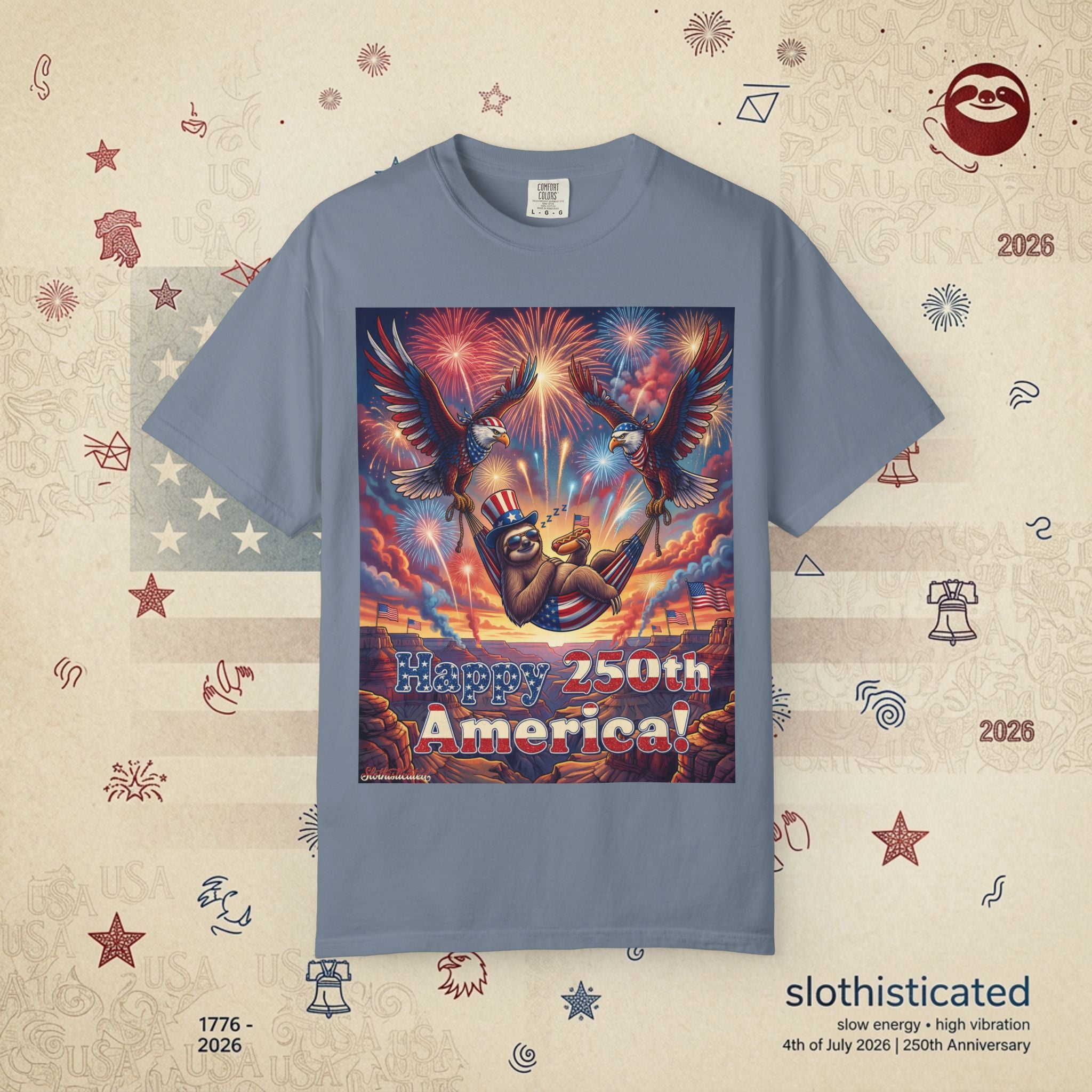The Repose — Sloth Hammock 250th Anniversary T-Shirt