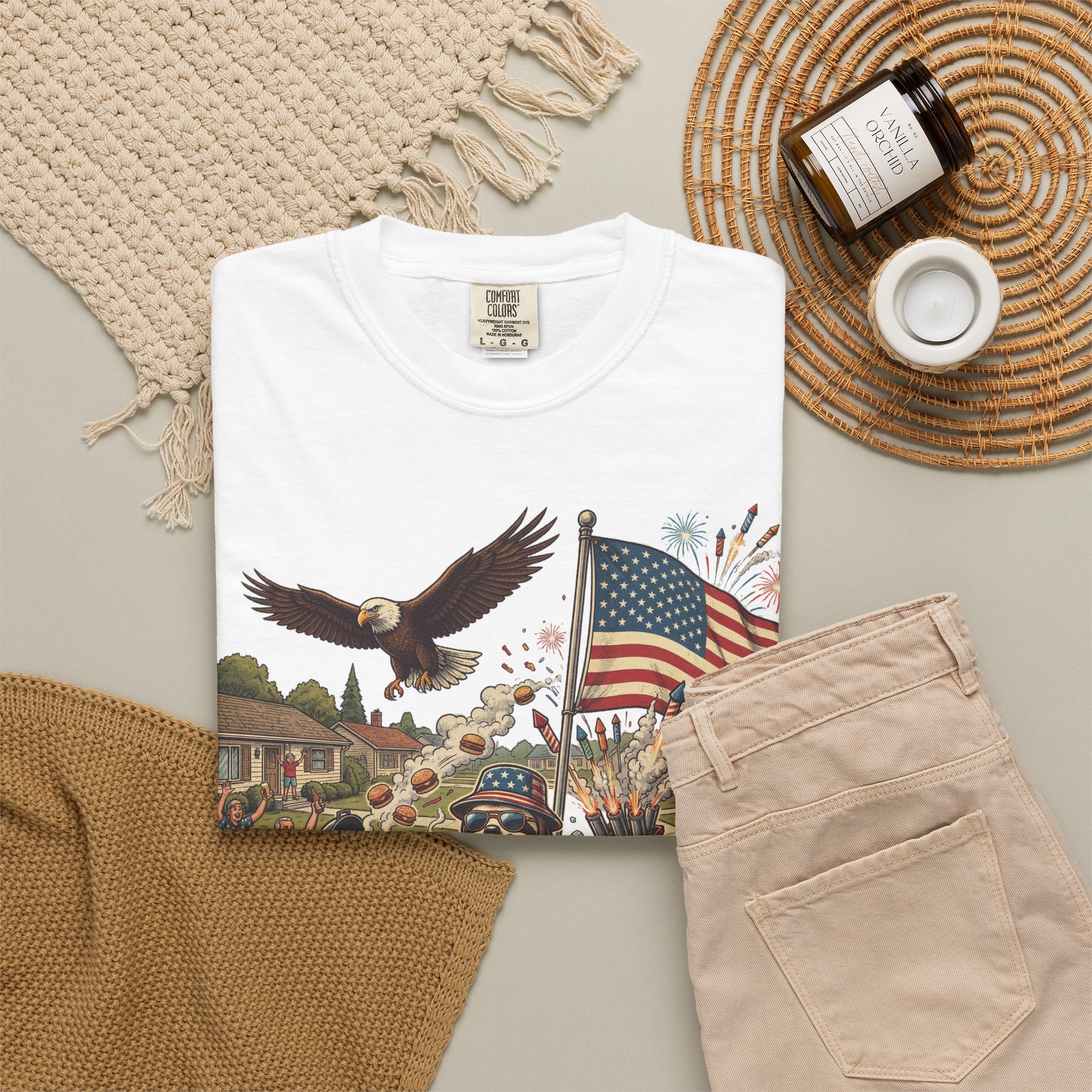 The Slow Ride — Sloth Riding Mower Americana T-Shirt