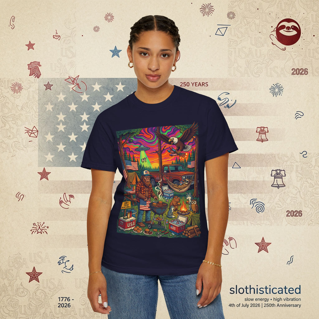 The Long Weekend — Sloth Campfire Americana T-Shirt