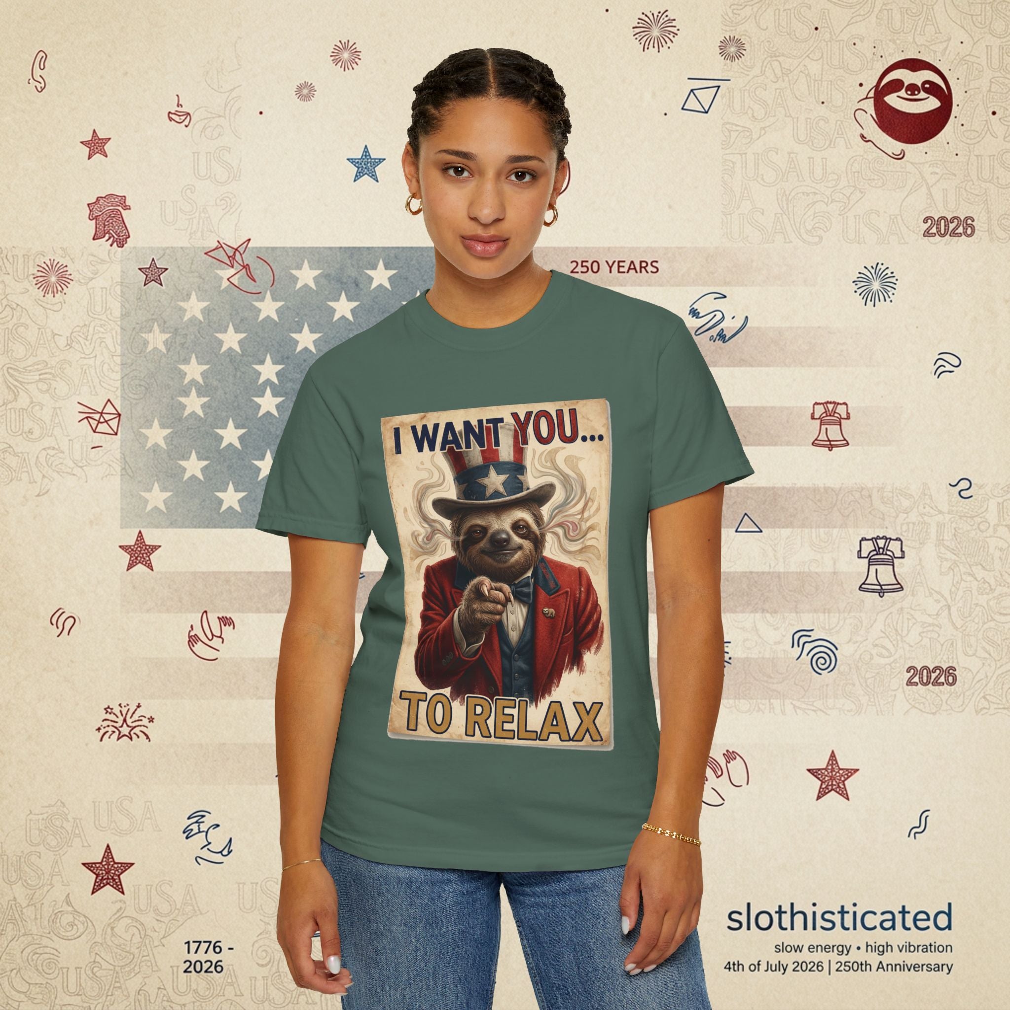 Uncle Slow — Patriotic Uncle Sam Sloth Relax Parody T-Shirt