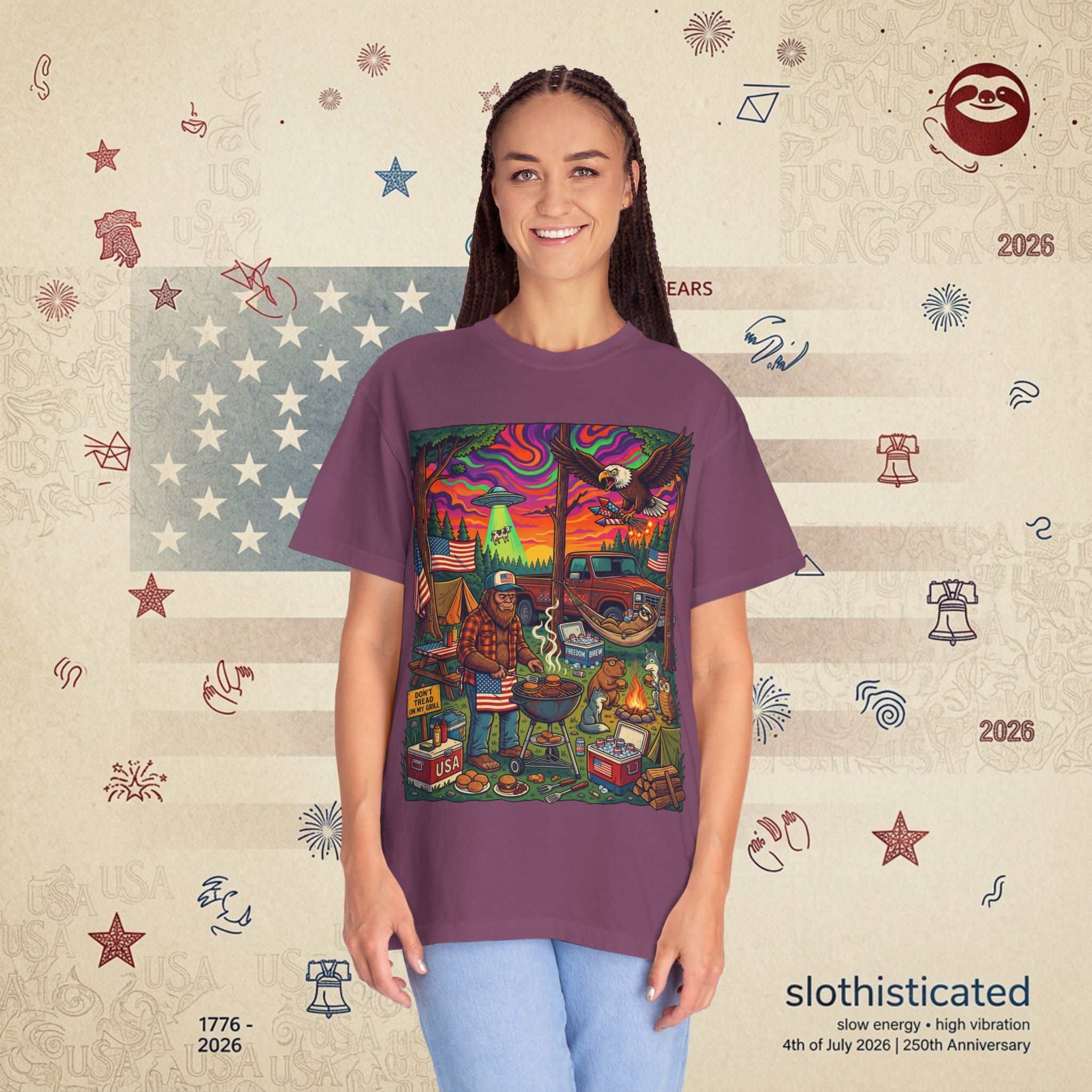 The Long Weekend — Sloth Campfire Americana T-Shirt