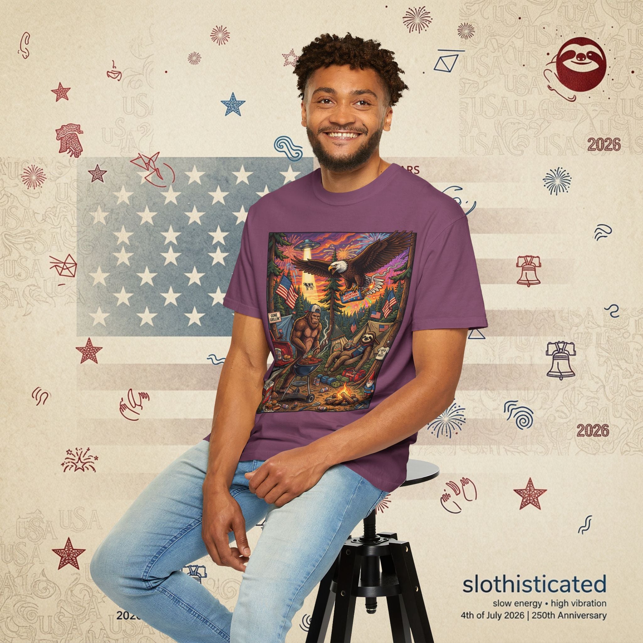 The Pitmaster — Patriotic Sasquatch Eagle Cookout T-Shirt
