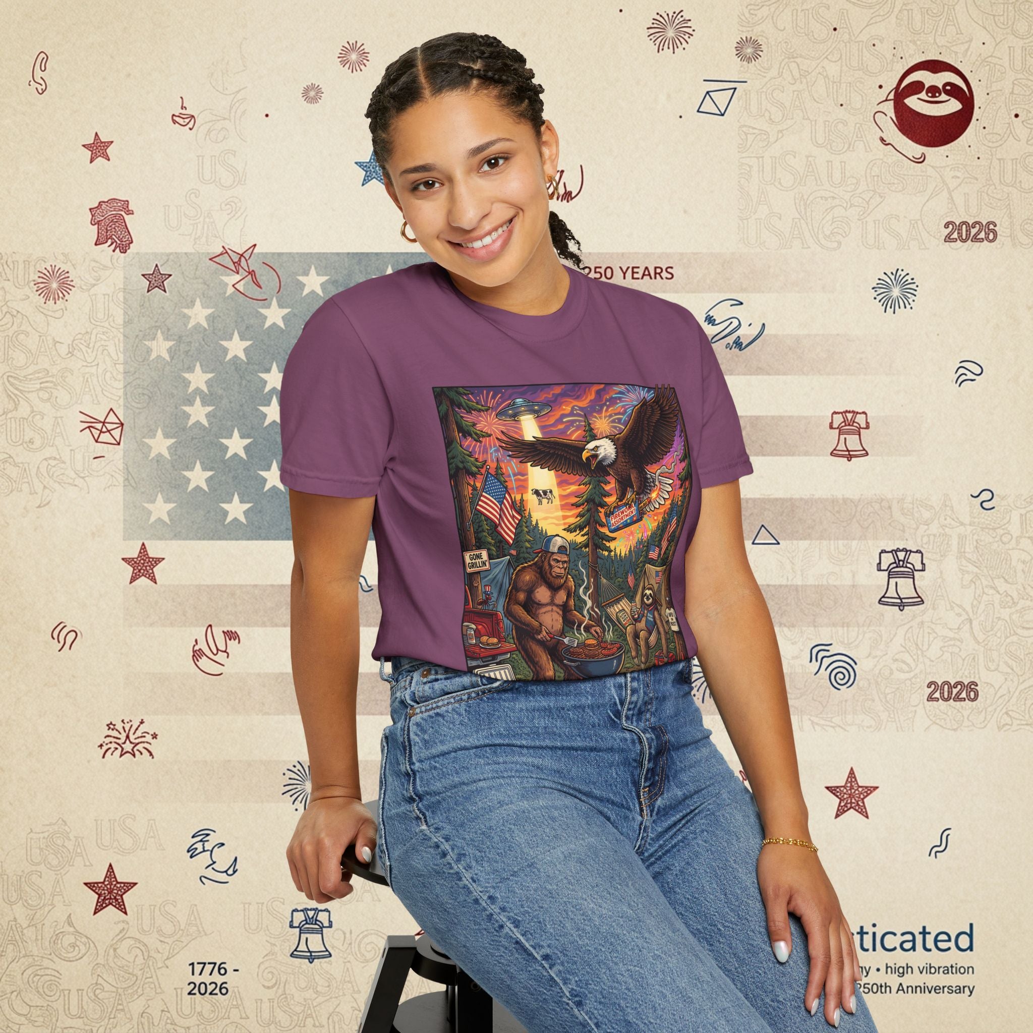 The Pitmaster — Patriotic Sasquatch Eagle Cookout T-Shirt