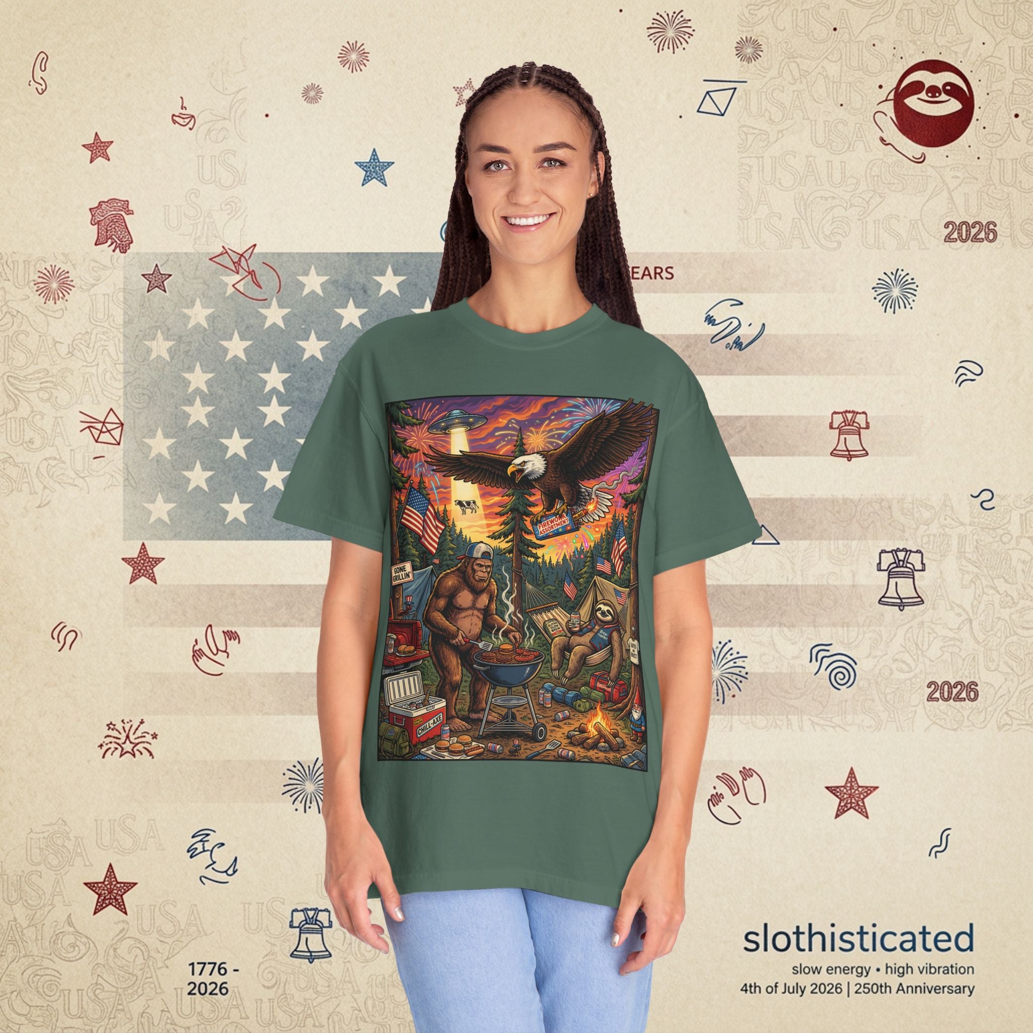 The Pitmaster — Patriotic Sasquatch Eagle Cookout T-Shirt