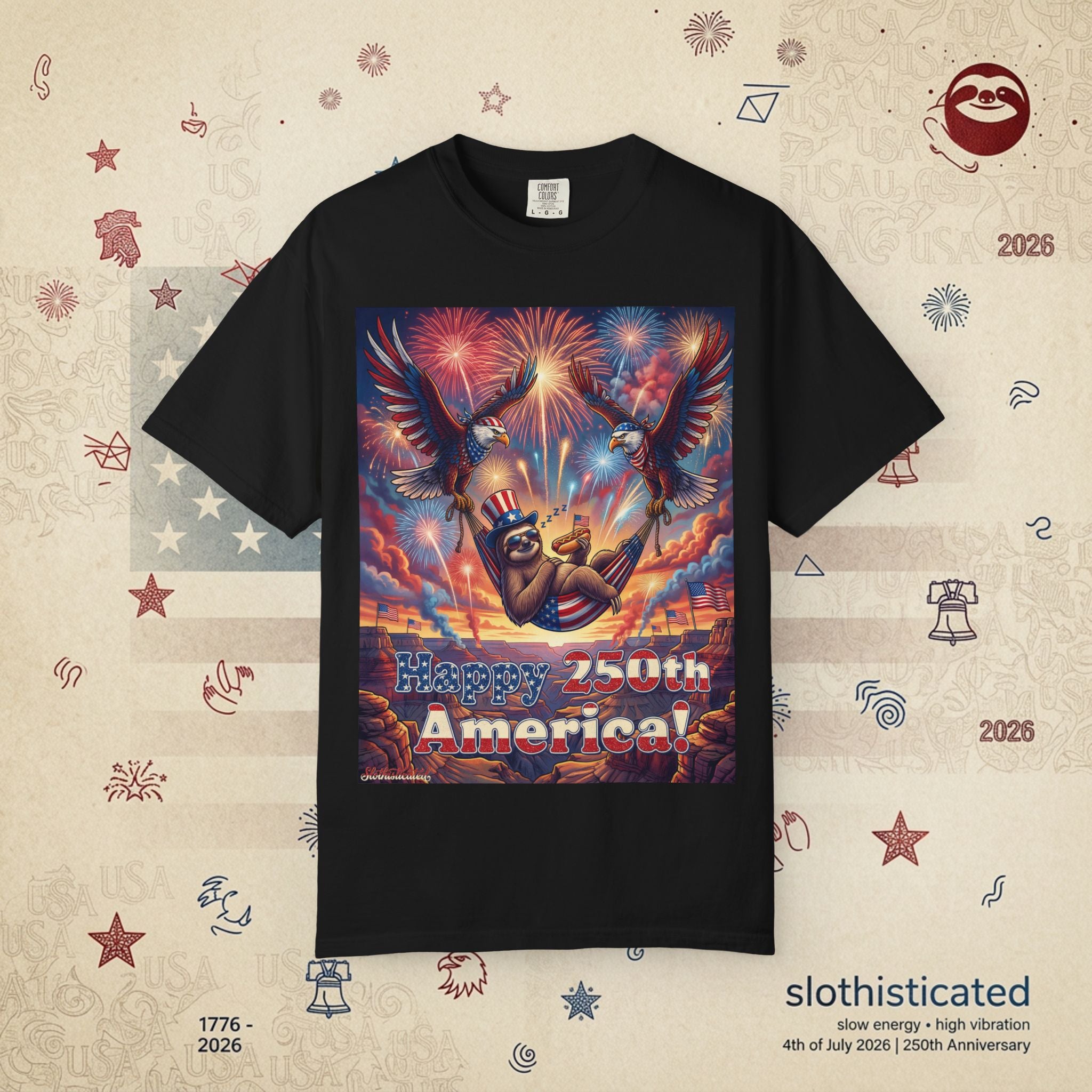 The Repose — Sloth Hammock 250th Anniversary T-Shirt