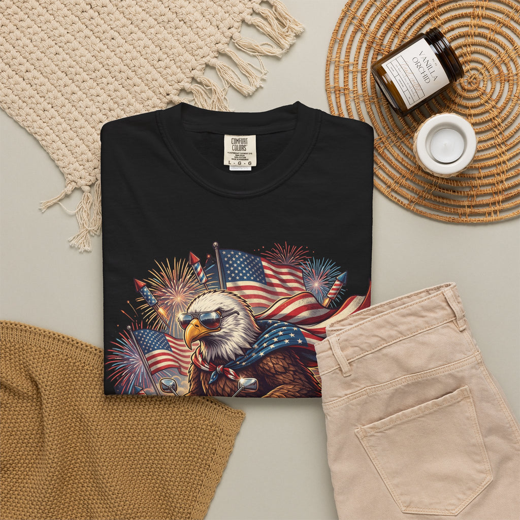 The Outrider — Patriotic Bald Eagle Motorcycle T-Shirt