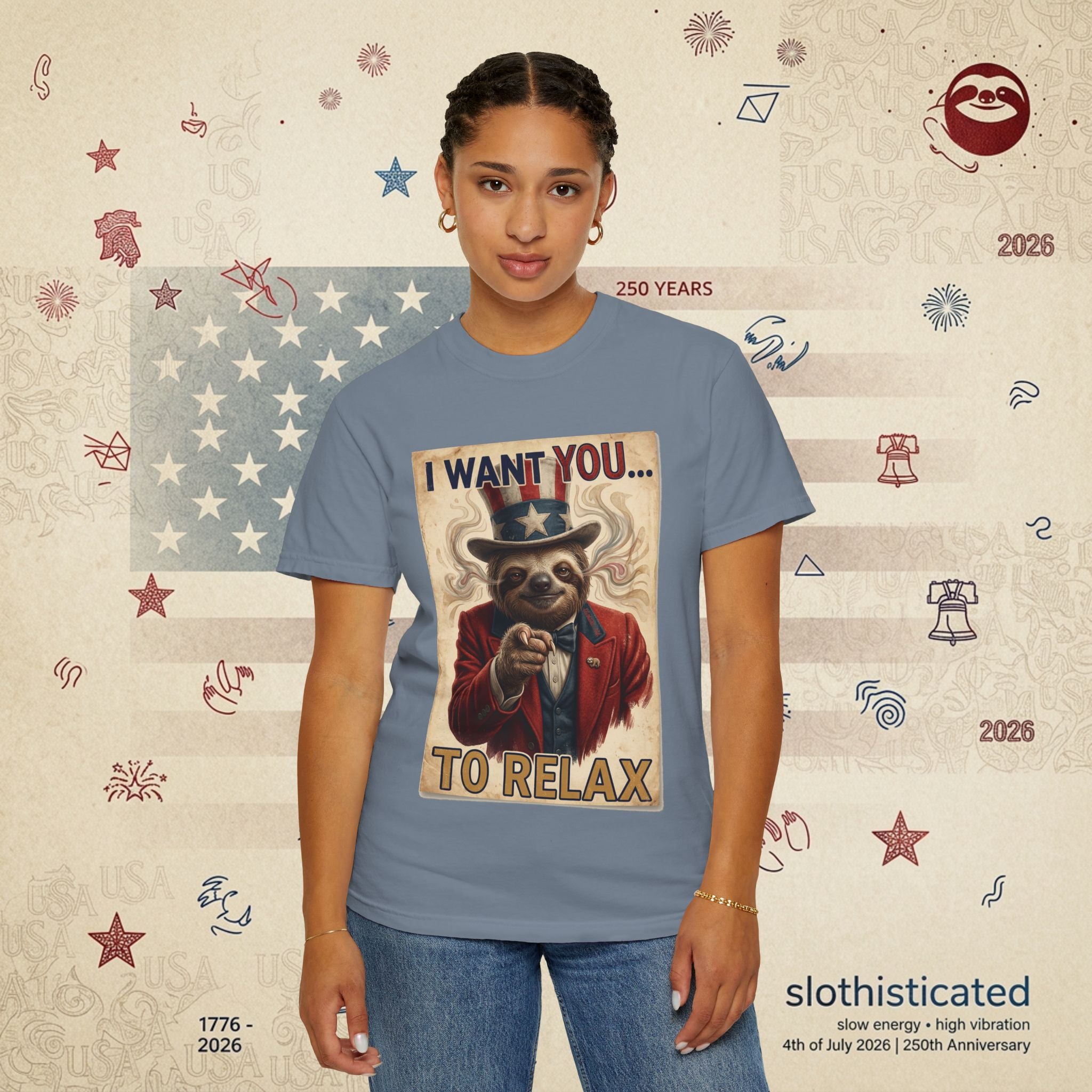 Uncle Slow — Patriotic Uncle Sam Sloth Relax Parody T-Shirt