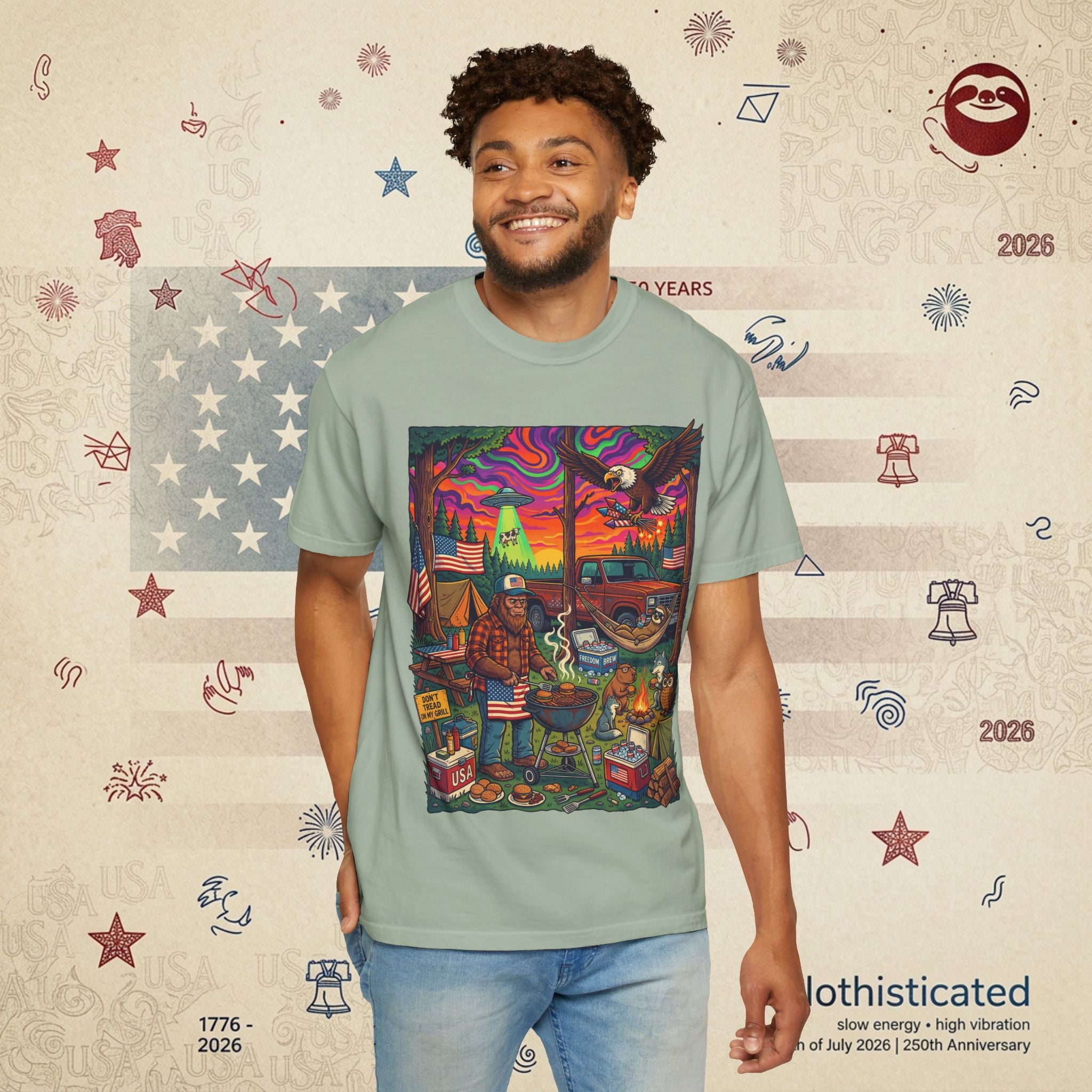 The Long Weekend — Sloth Campfire Americana T-Shirt