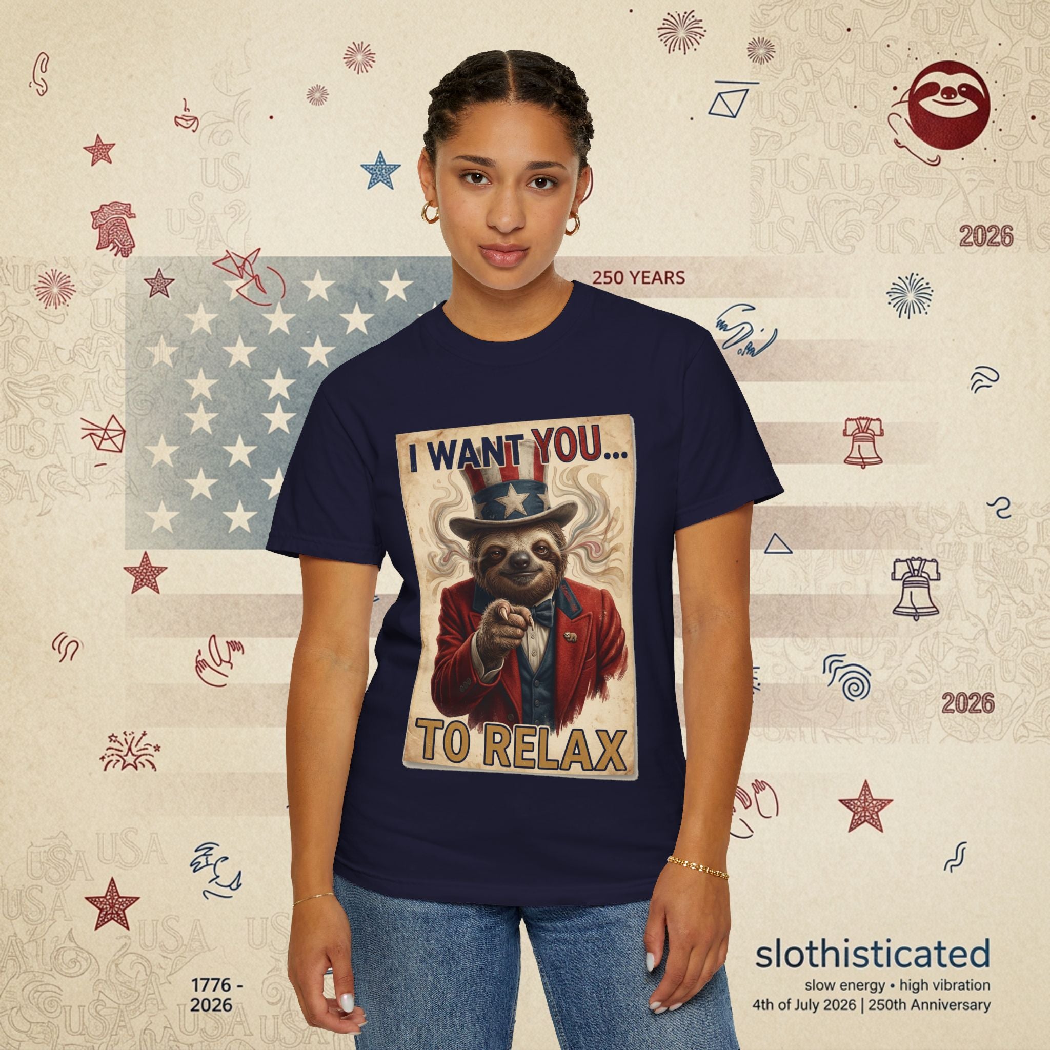 Uncle Slow — Patriotic Uncle Sam Sloth Relax Parody T-Shirt