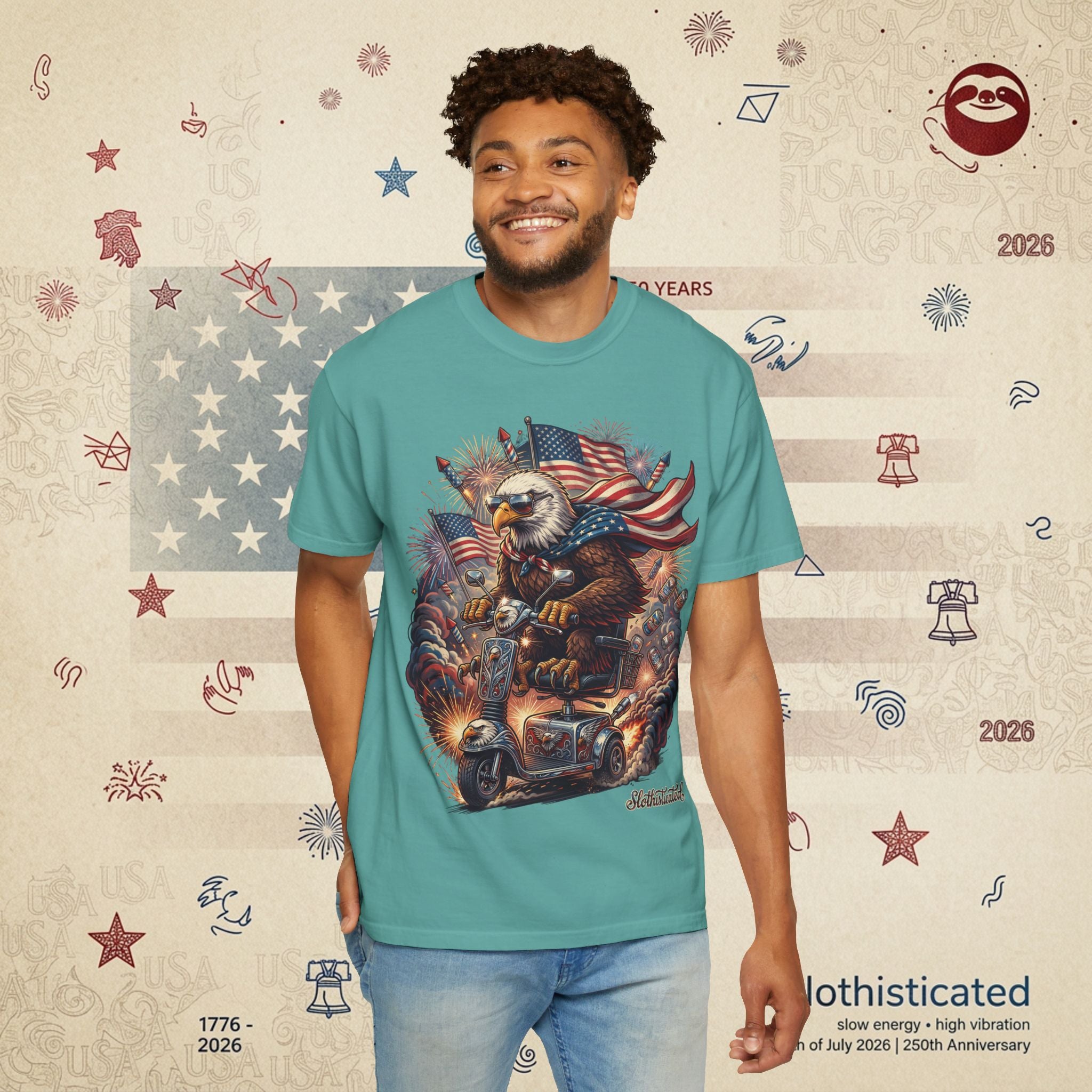 The Outrider — Patriotic Bald Eagle Motorcycle T-Shirt