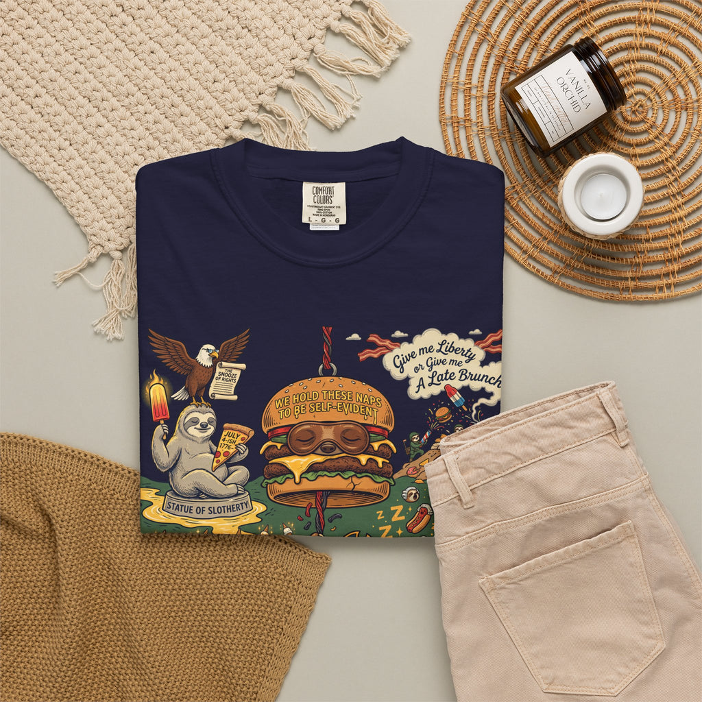 Independence Or Eats Later — Sloth Cookout Comic Tee