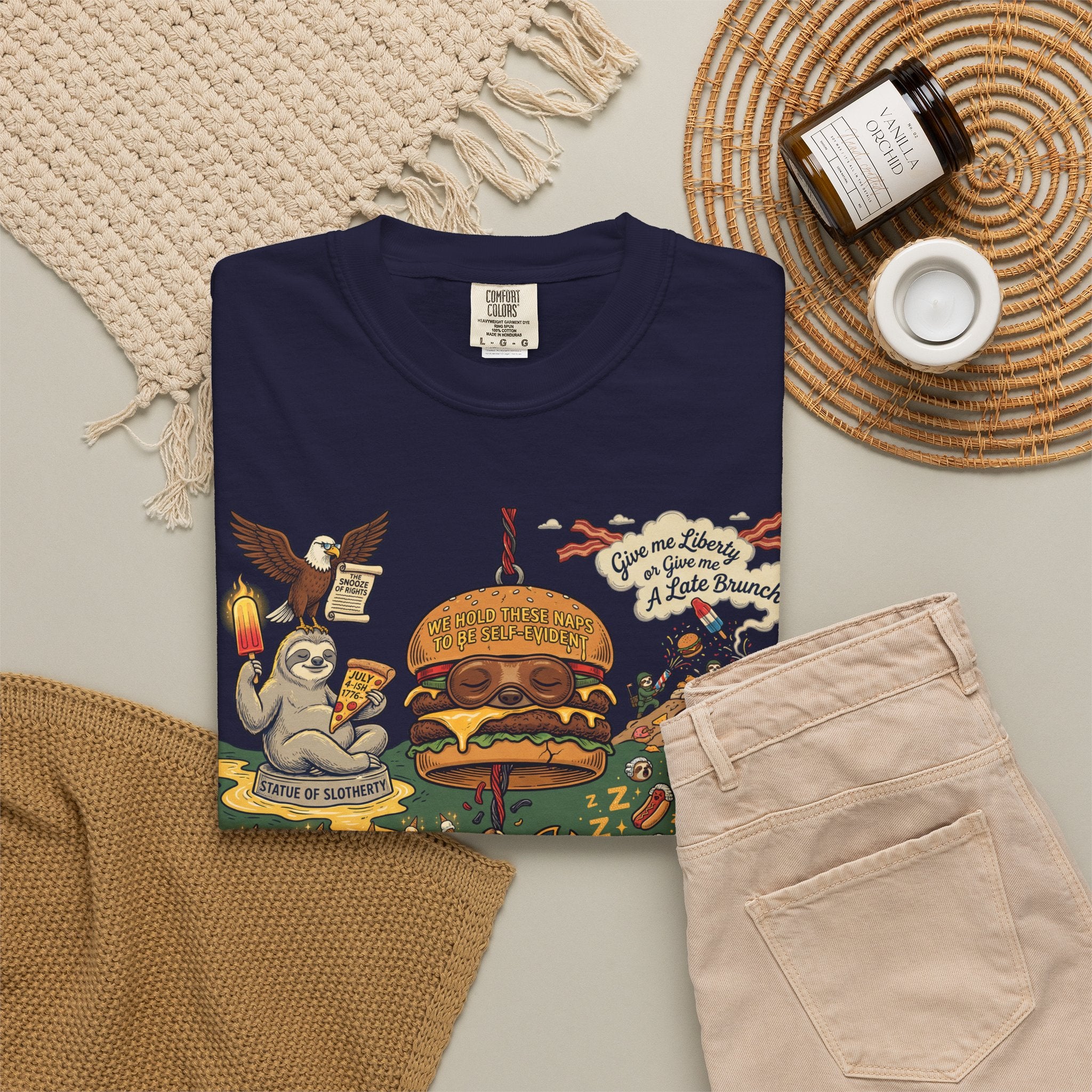 Independence Or Eats Later — Sloth Cookout Comic Tee