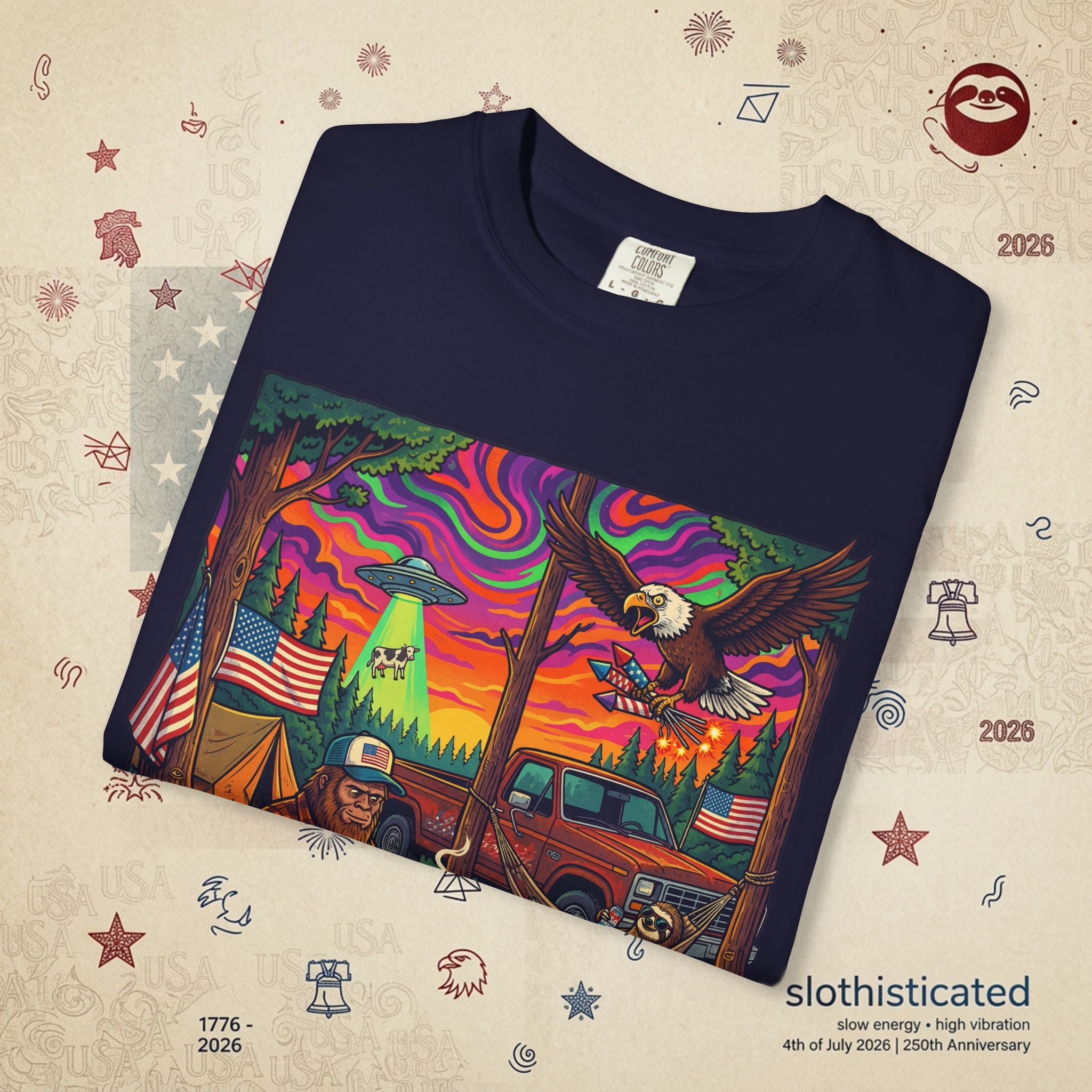 The Long Weekend — Sloth Campfire Americana T-Shirt