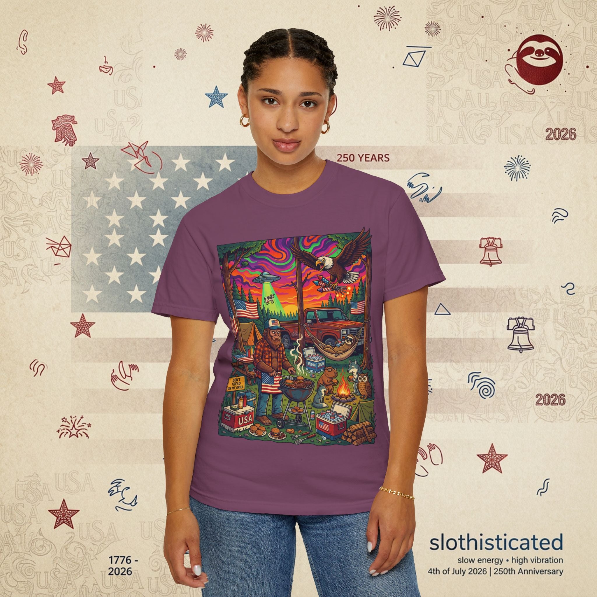 The Long Weekend — Sloth Campfire Americana T-Shirt