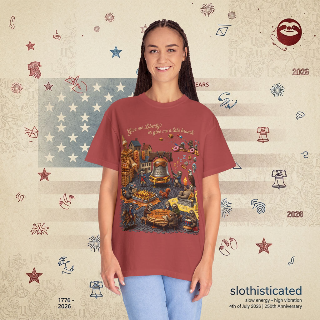 The Late Brunch — Liberty Bell Sloth Vintage Illustration Tee