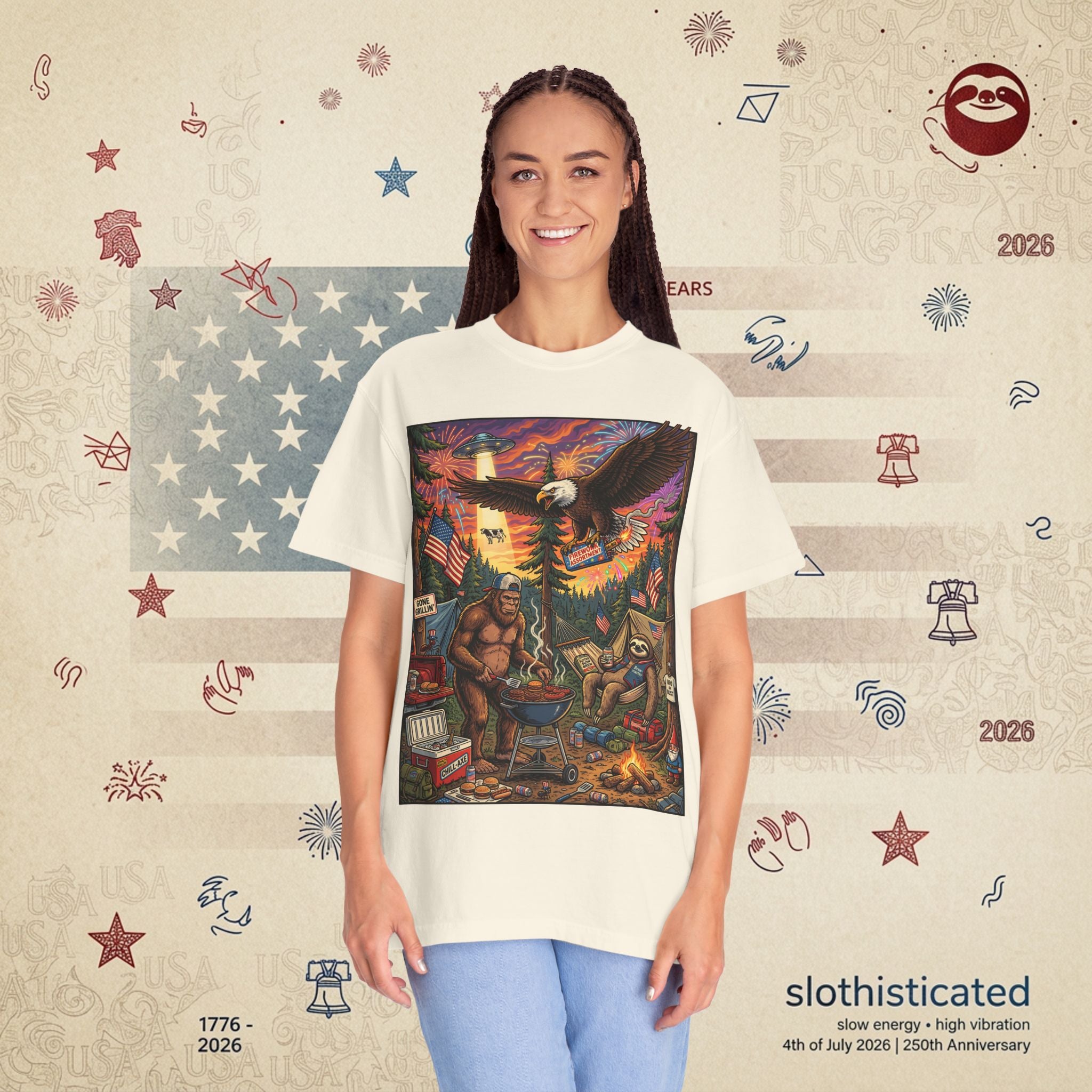 The Pitmaster — Patriotic Sasquatch Eagle Cookout T-Shirt