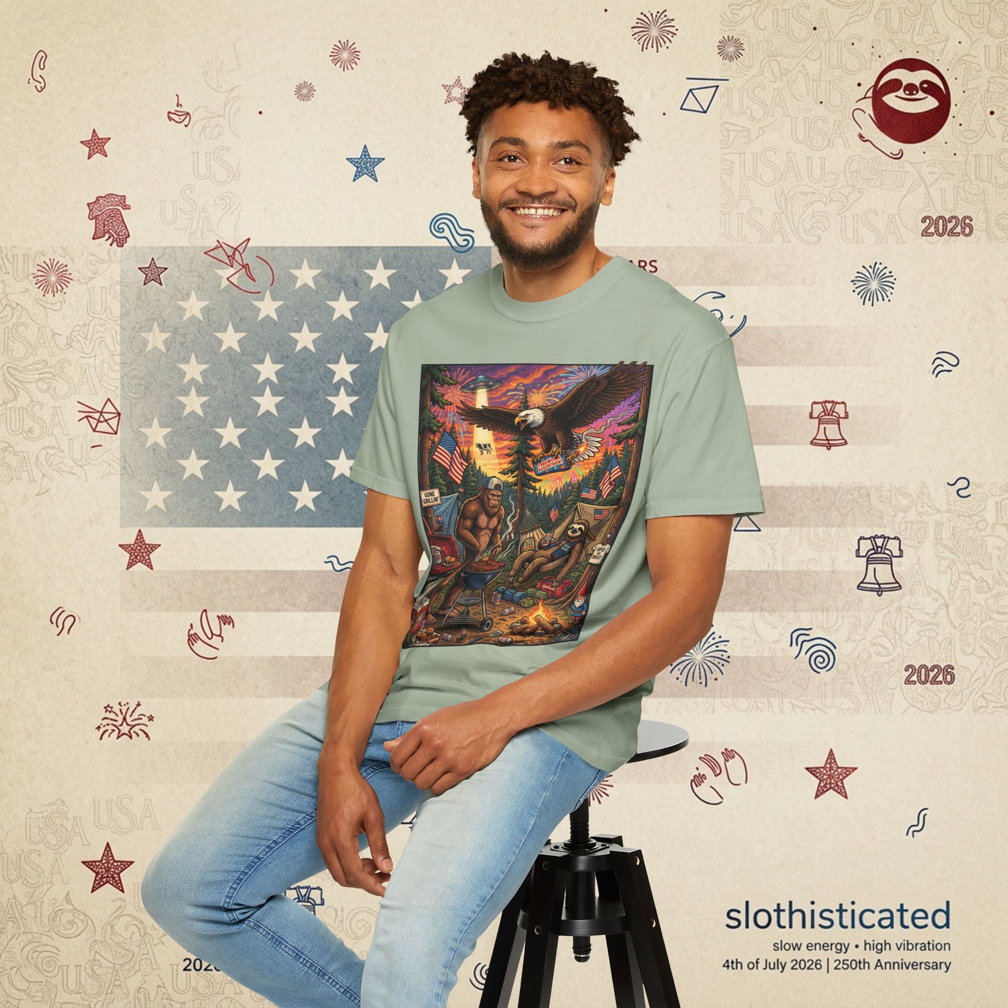 The Pitmaster — Patriotic Sasquatch Eagle Cookout T-Shirt