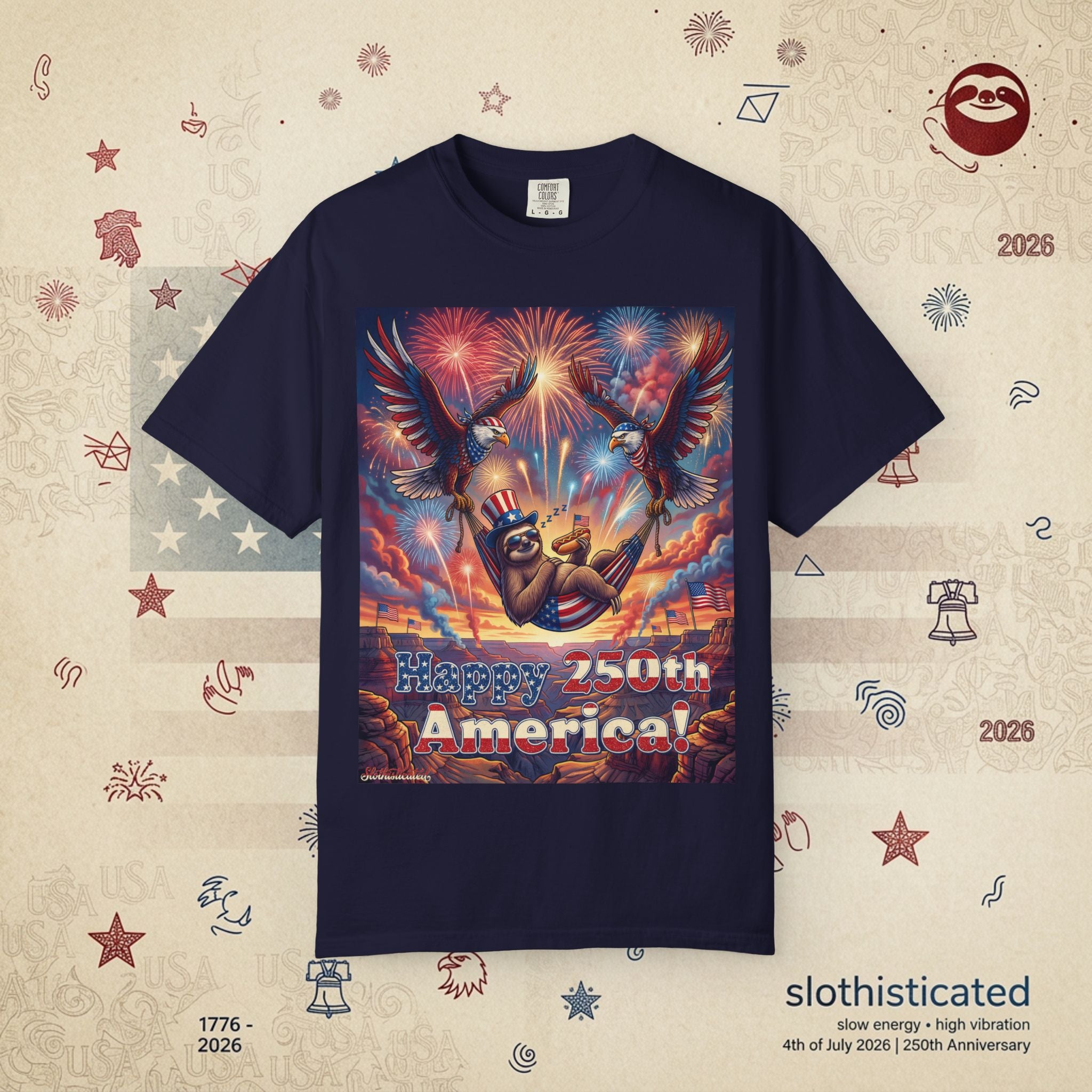 The Repose — Sloth Hammock 250th Anniversary T-Shirt