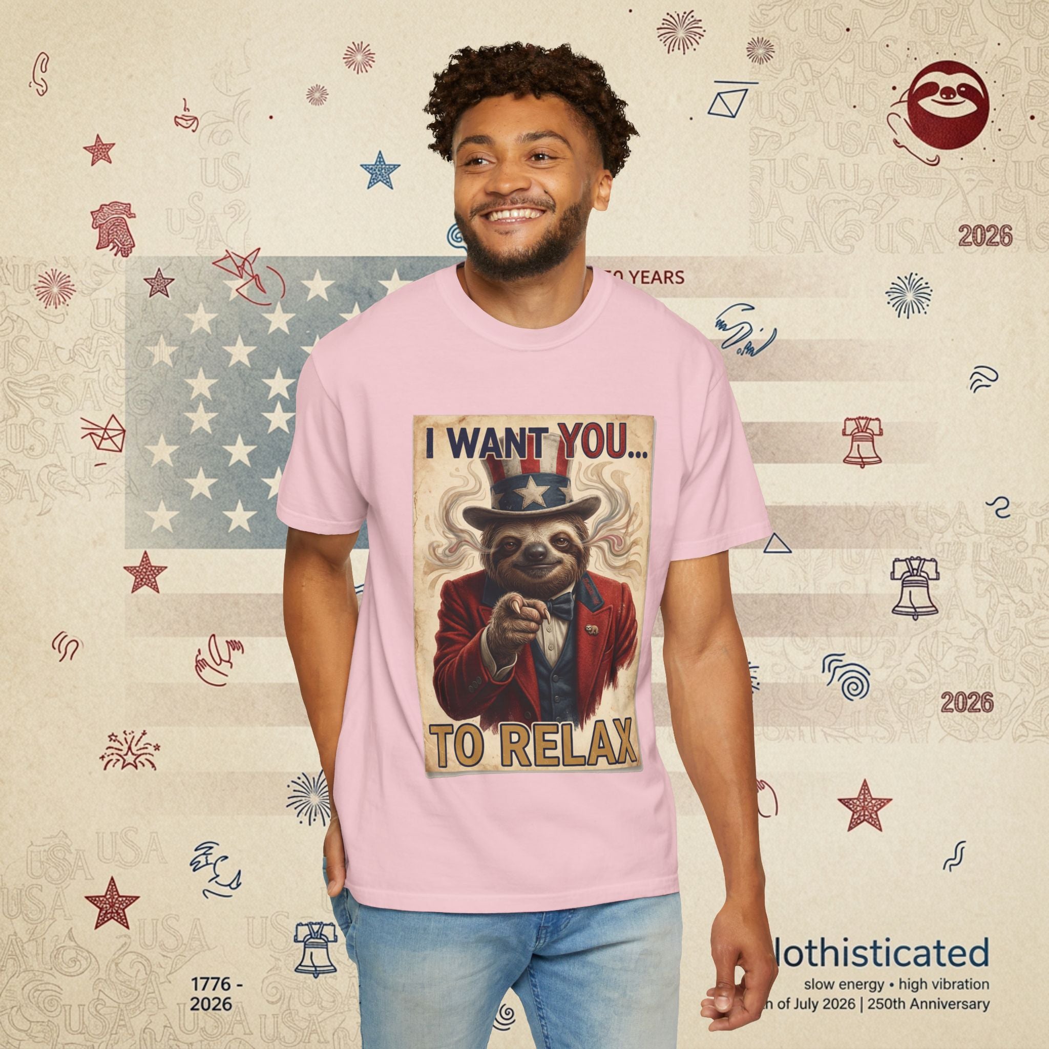Uncle Slow — Patriotic Uncle Sam Sloth Relax Parody T-Shirt