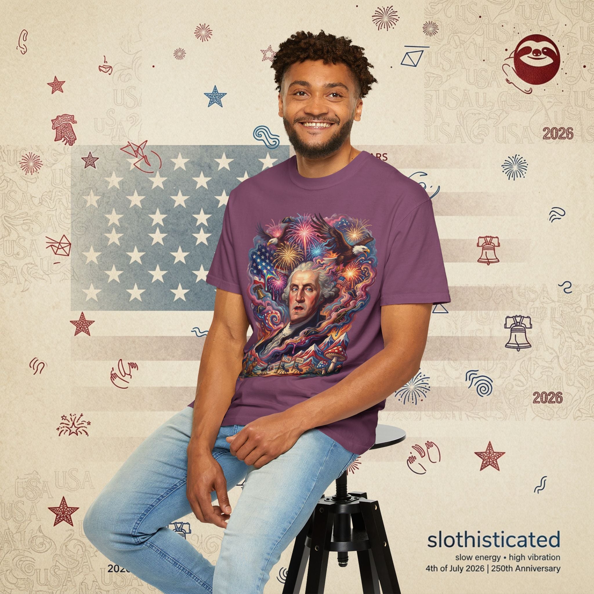 The Reverie — Psychedelic George Washington Fireworks T-Shirt