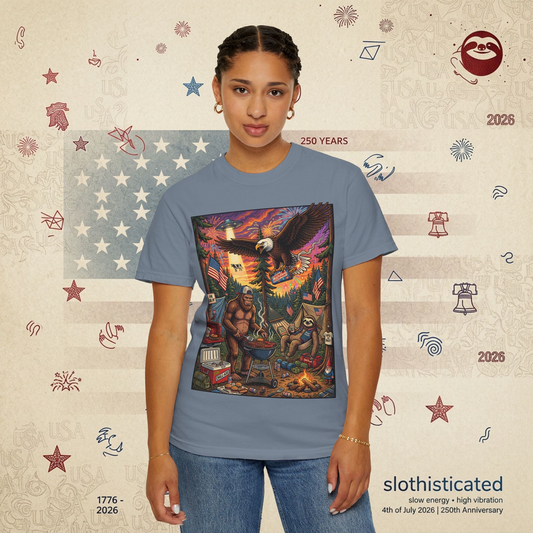 The Pitmaster — Patriotic Sasquatch Eagle Cookout T-Shirt