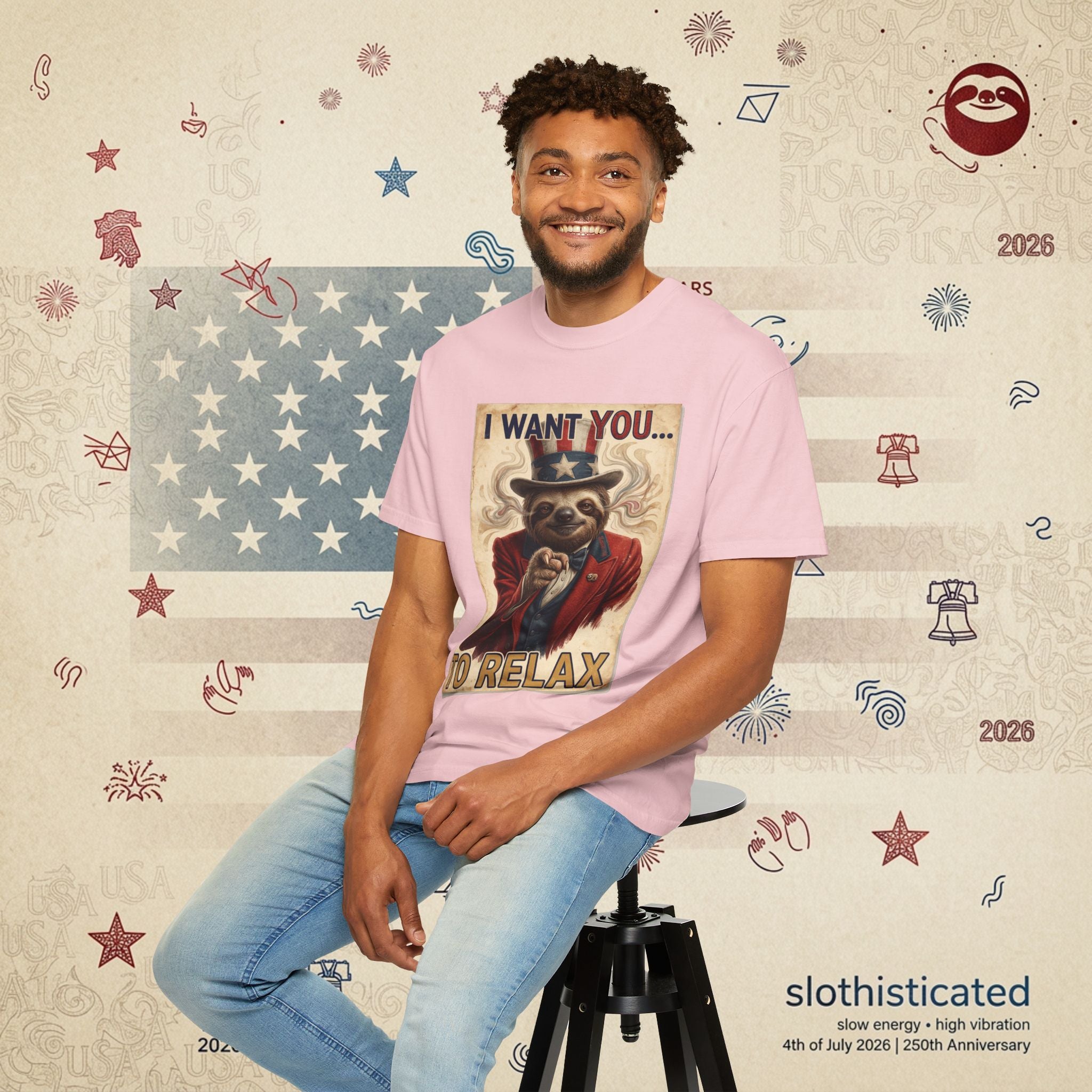 Uncle Slow — Patriotic Uncle Sam Sloth Relax Parody T-Shirt