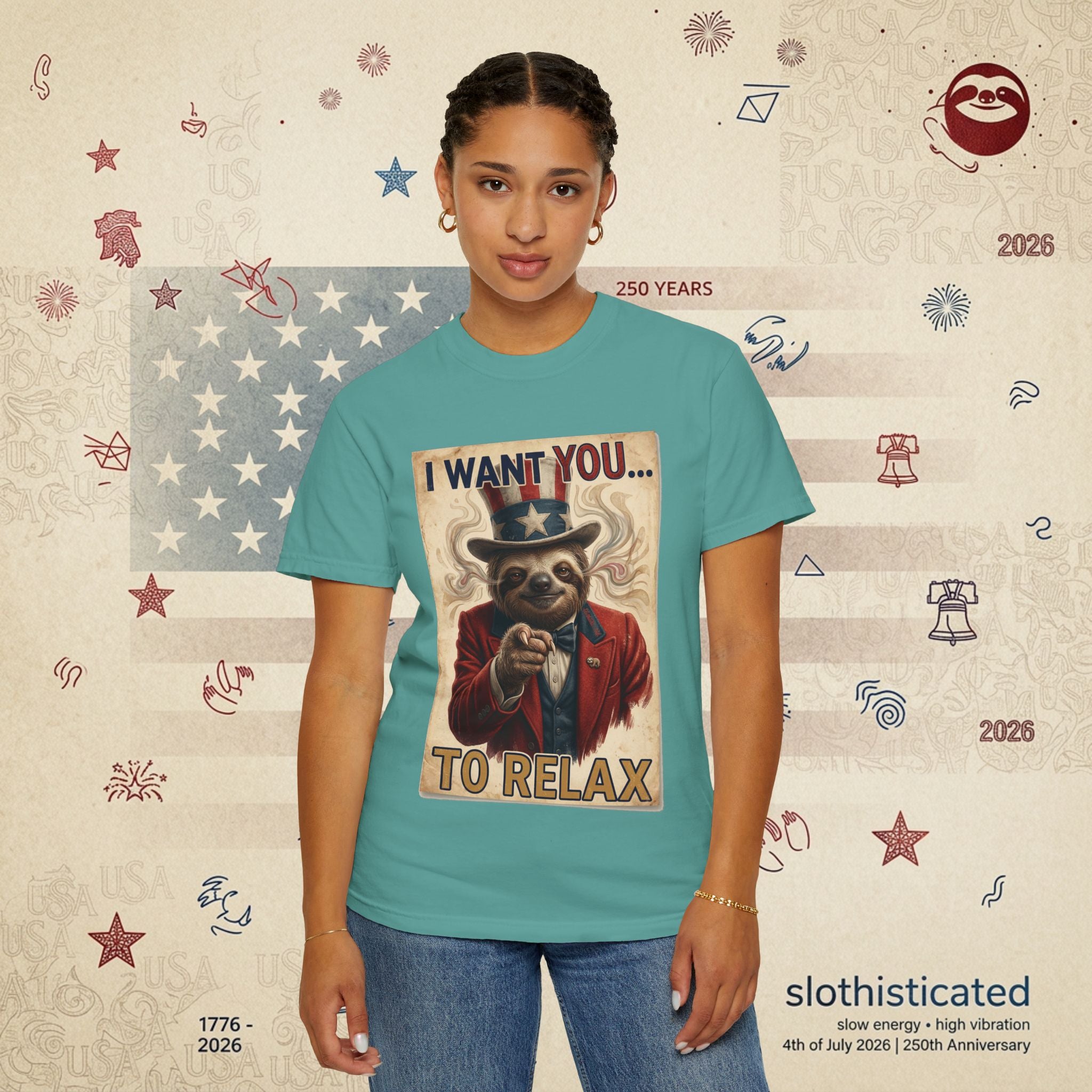 Uncle Slow — Patriotic Uncle Sam Sloth Relax Parody T-Shirt